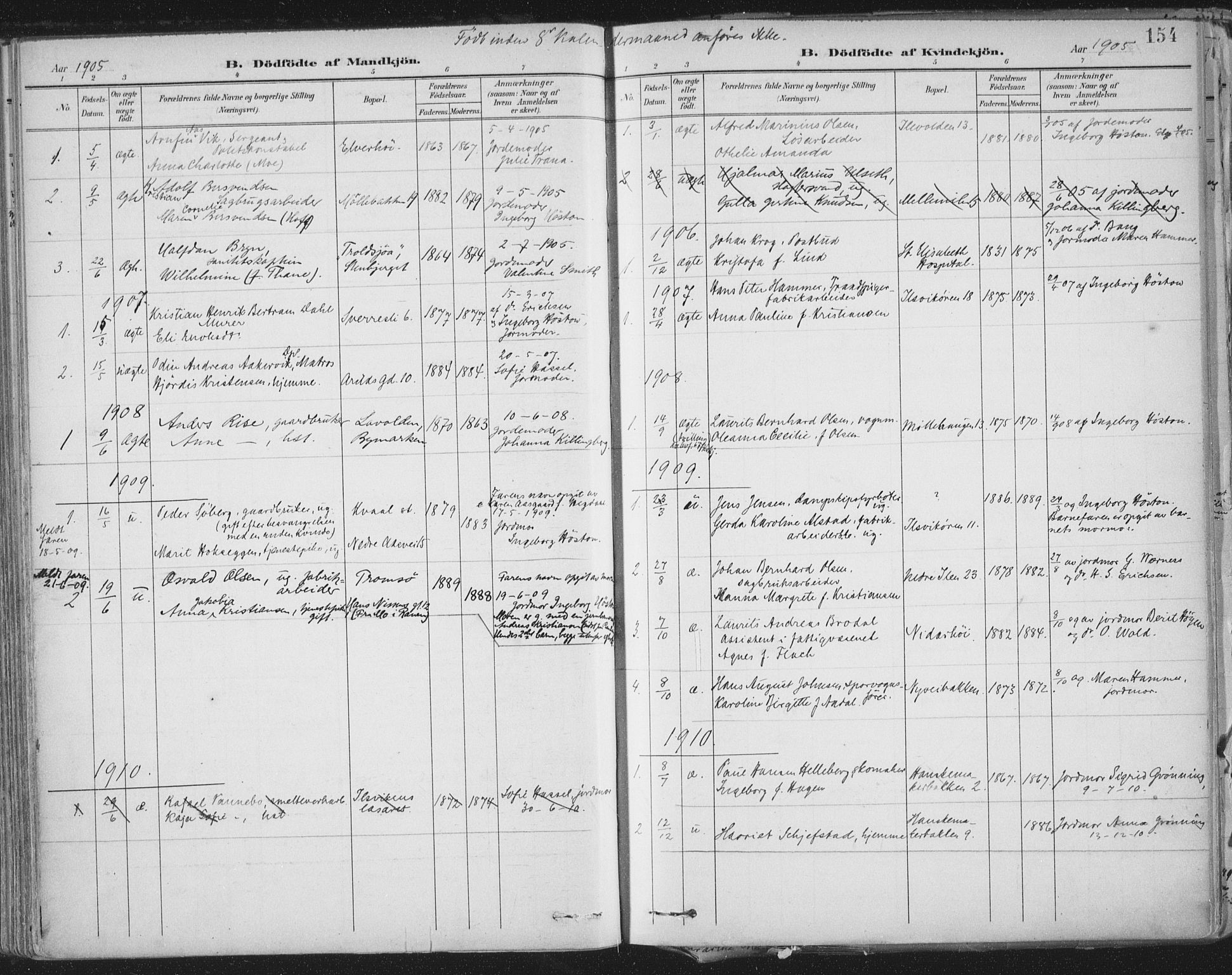 Ministerialprotokoller, klokkerbøker og fødselsregistre - Sør-Trøndelag, SAT/A-1456/603/L0167: Parish register (official) no. 603A06, 1896-1932, p. 154