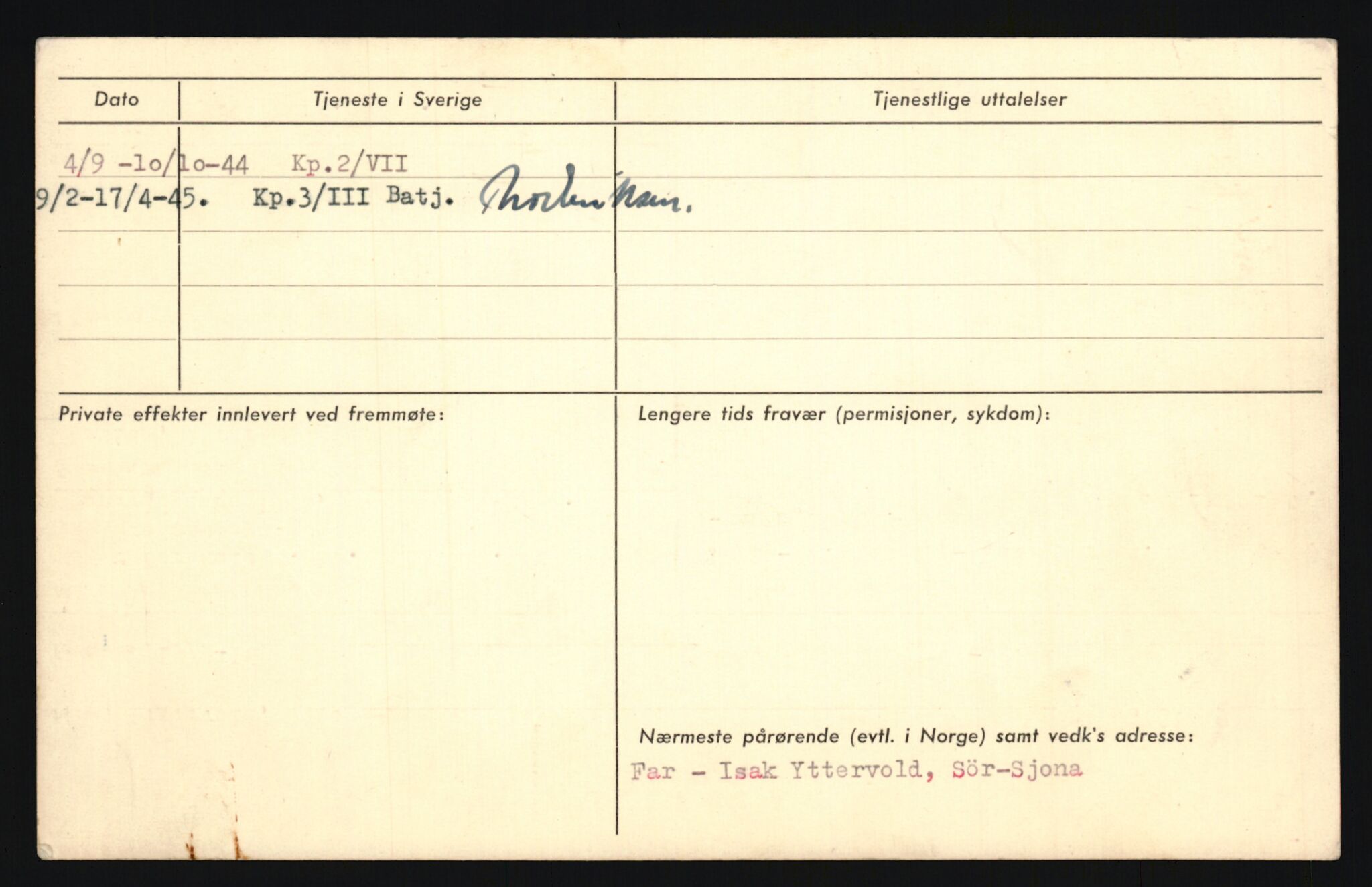 Forsvaret, Sør-Hålogaland landforsvar, AV/RA-RAFA-2552/P/Pa/L0302: Personellmapper for slettet personell, yrkesbefal og vernepliktig befal, født 1913-1916, 1932-1976, p. 462