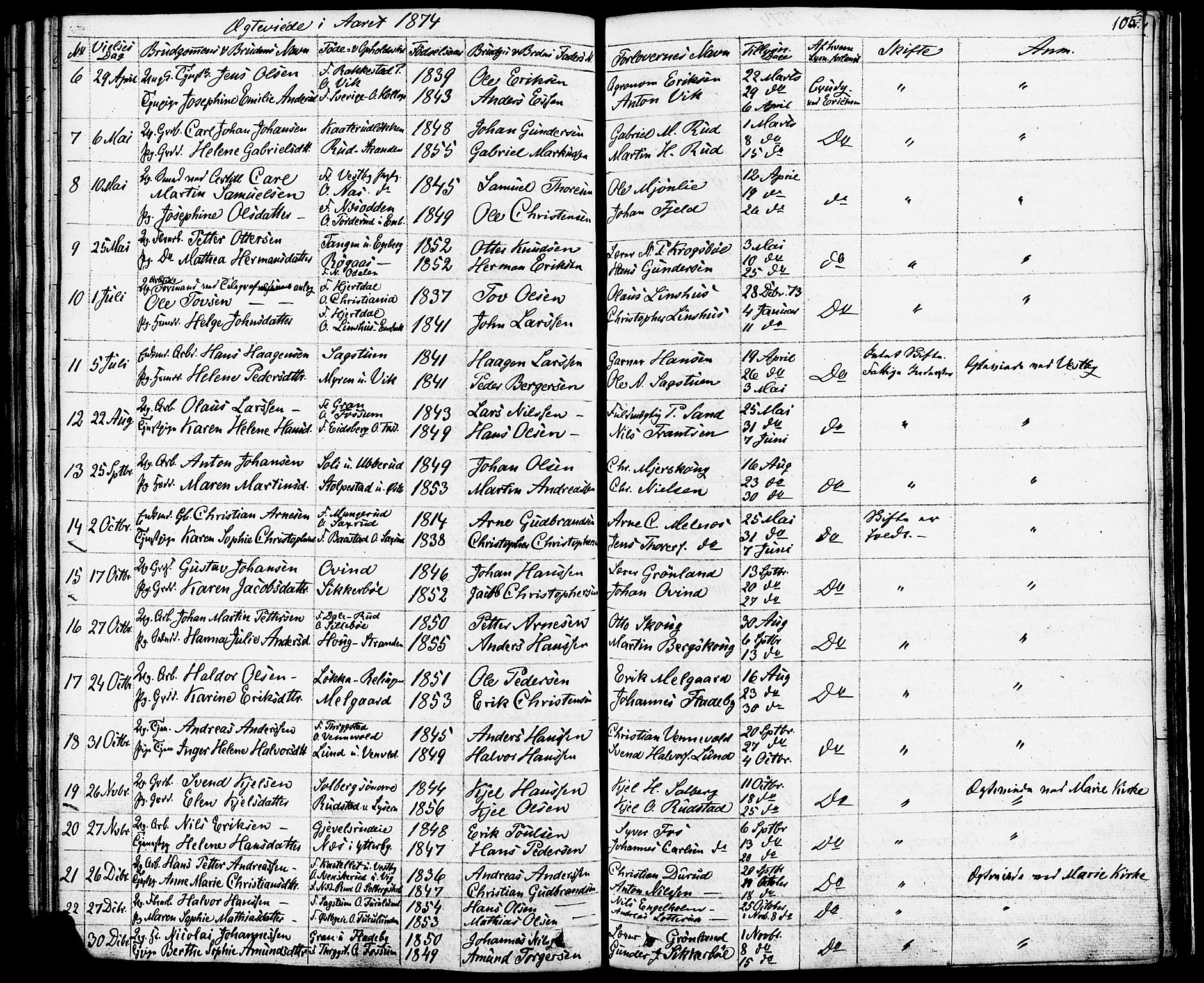 Enebakk prestekontor Kirkebøker, SAO/A-10171c/F/Fa/L0012: Parish register (official) no. I 12, 1832-1882, p. 105