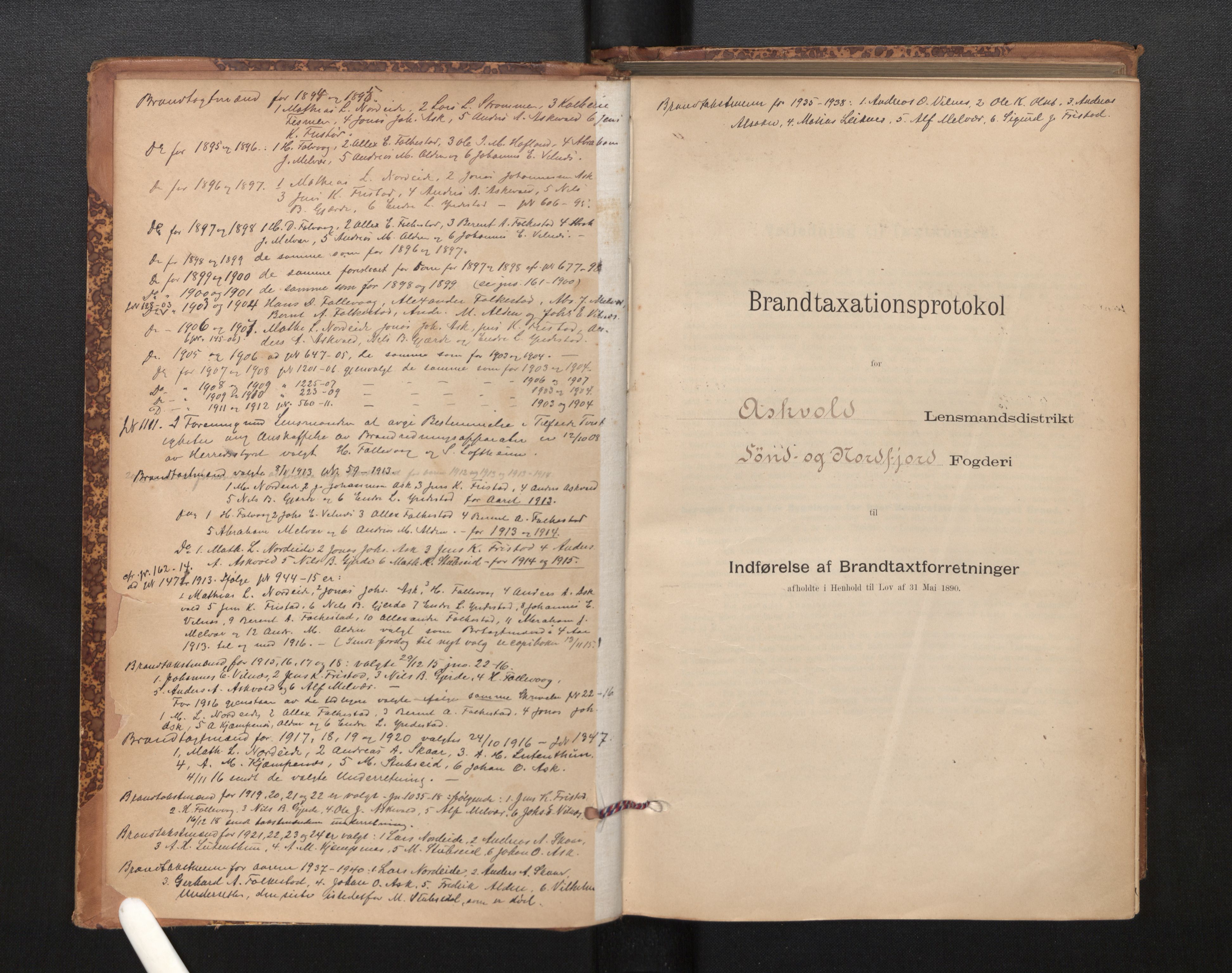 Lensmannen i Askvoll, AV/SAB-A-26301/0012/L0004: Branntakstprotokoll, skjematakst og liste over branntakstmenn, 1895-1932