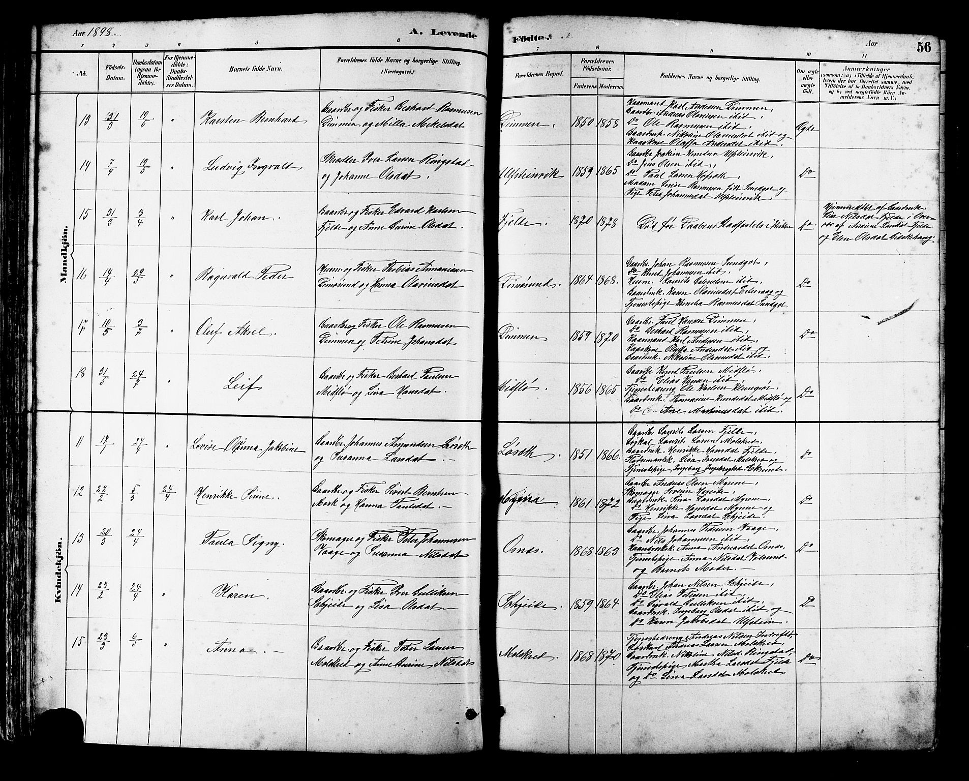 Ministerialprotokoller, klokkerbøker og fødselsregistre - Møre og Romsdal, AV/SAT-A-1454/509/L0112: Parish register (copy) no. 509C02, 1883-1922, p. 56