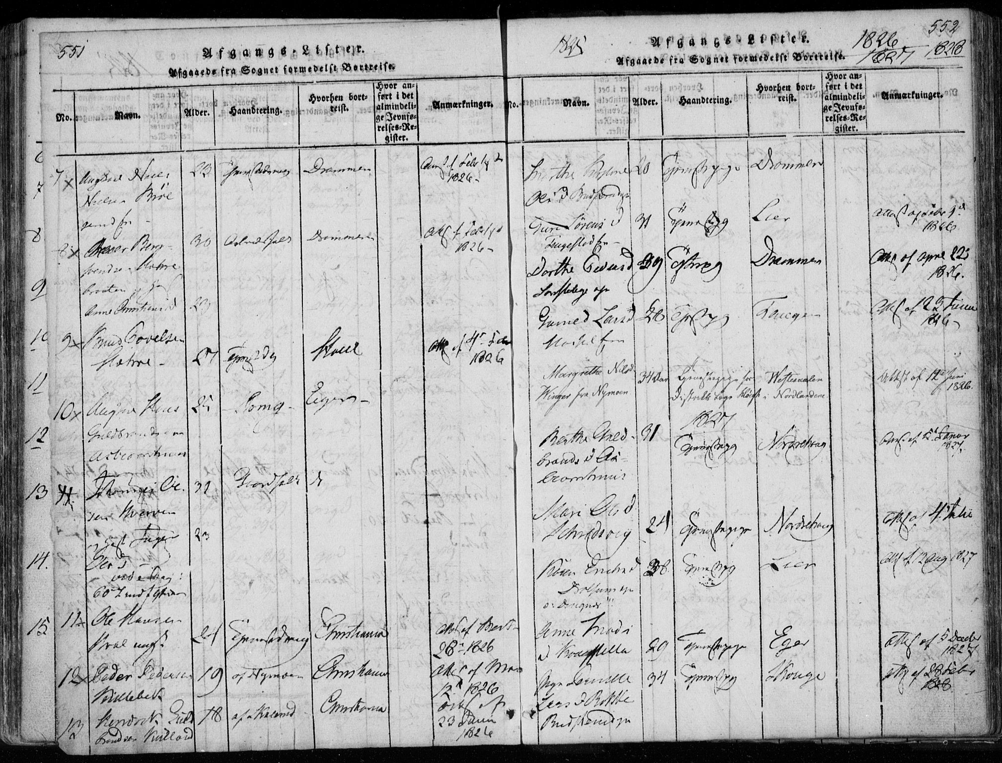 Modum kirkebøker, AV/SAKO-A-234/F/Fa/L0005: Parish register (official) no. 5, 1824-1841, p. 551-552