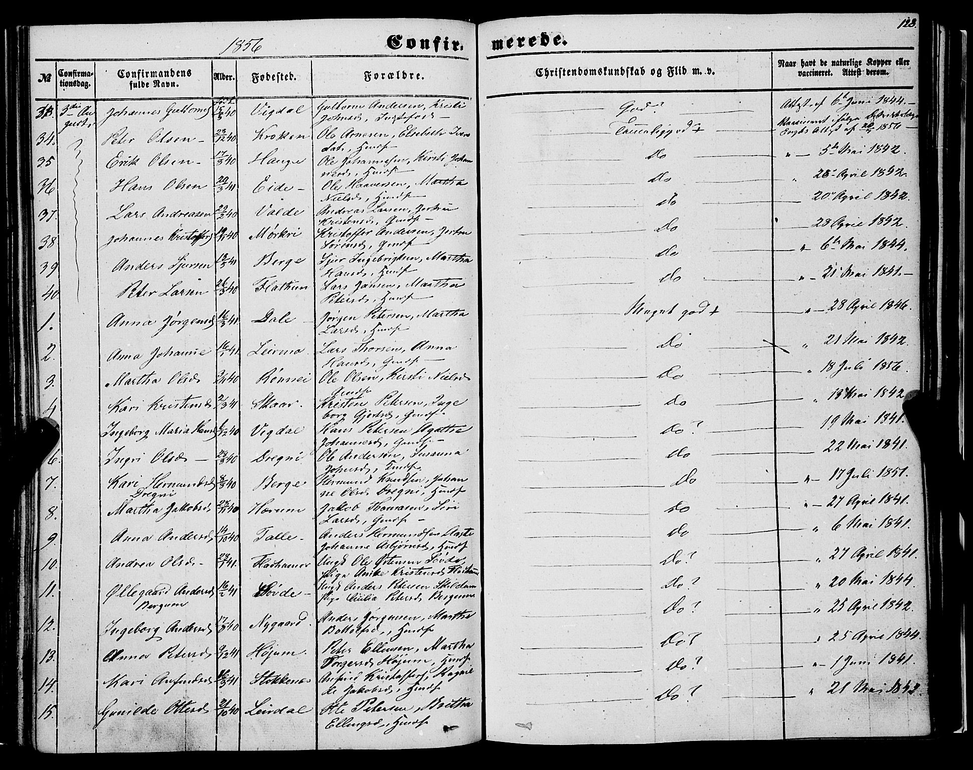 Luster sokneprestembete, SAB/A-81101/H/Haa/Haaa/L0007: Parish register (official) no. A 7, 1849-1859, p. 128
