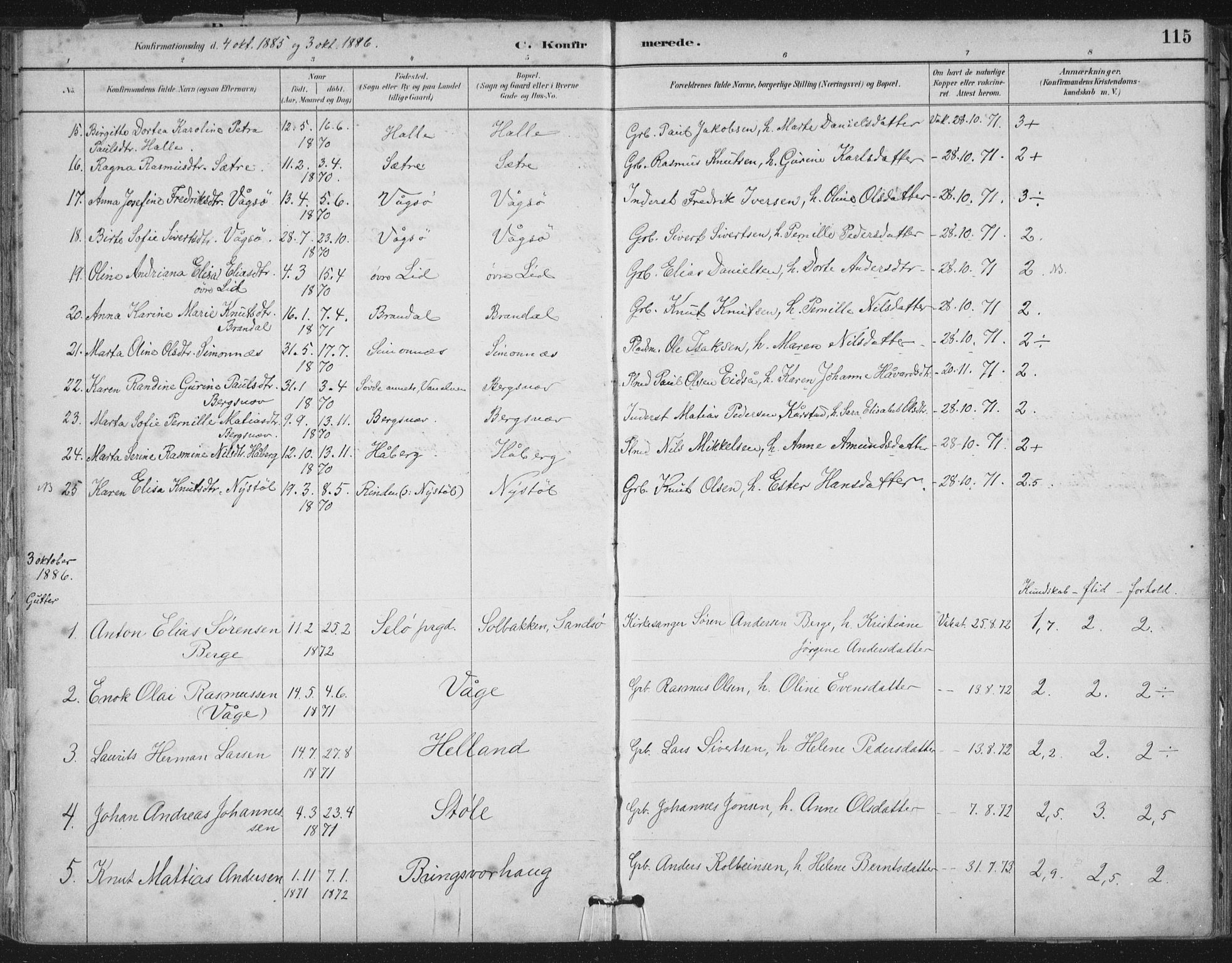 Ministerialprotokoller, klokkerbøker og fødselsregistre - Møre og Romsdal, SAT/A-1454/503/L0037: Parish register (official) no. 503A05, 1884-1900, p. 115