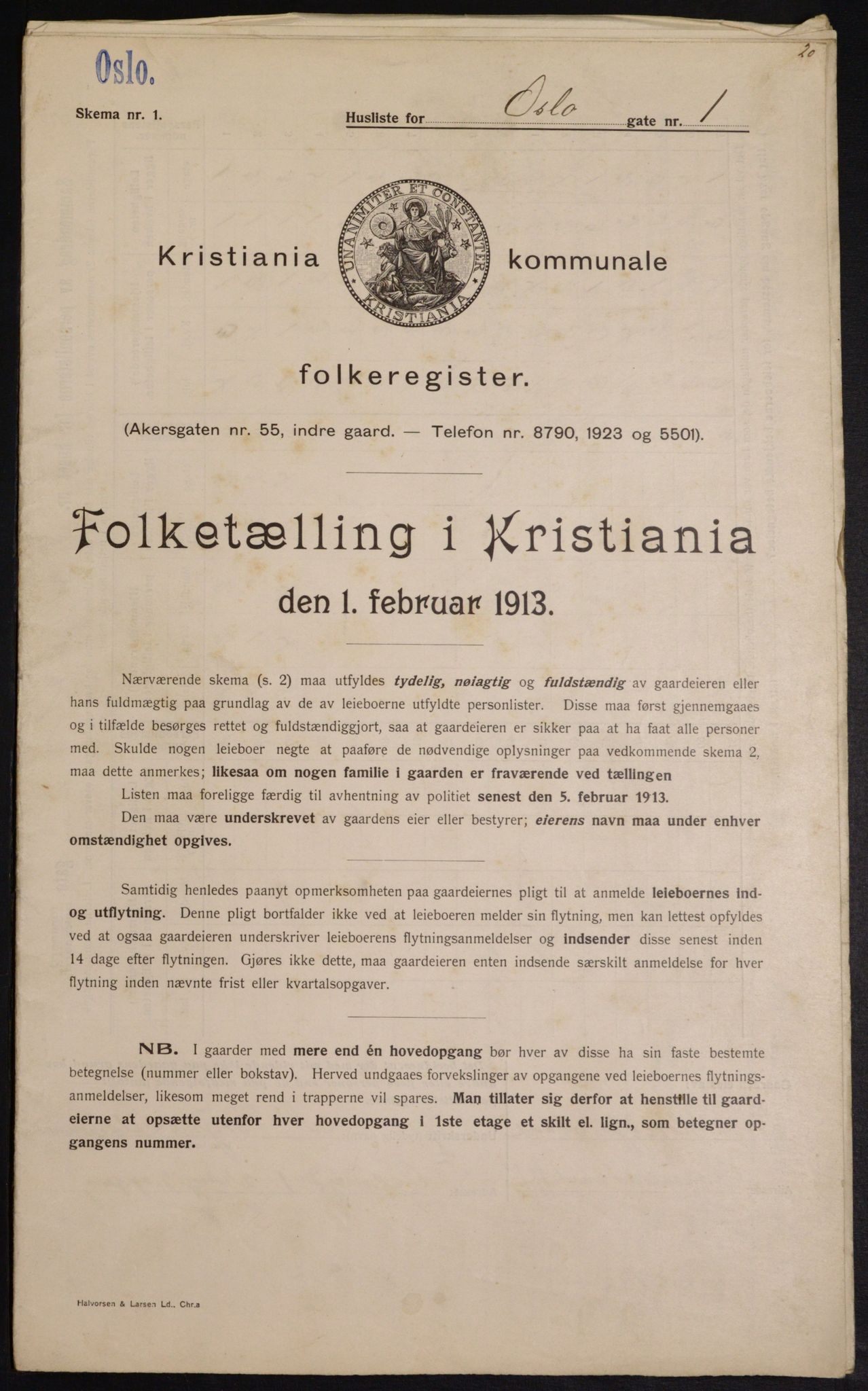 OBA, Municipal Census 1913 for Kristiania, 1913, p. 77092