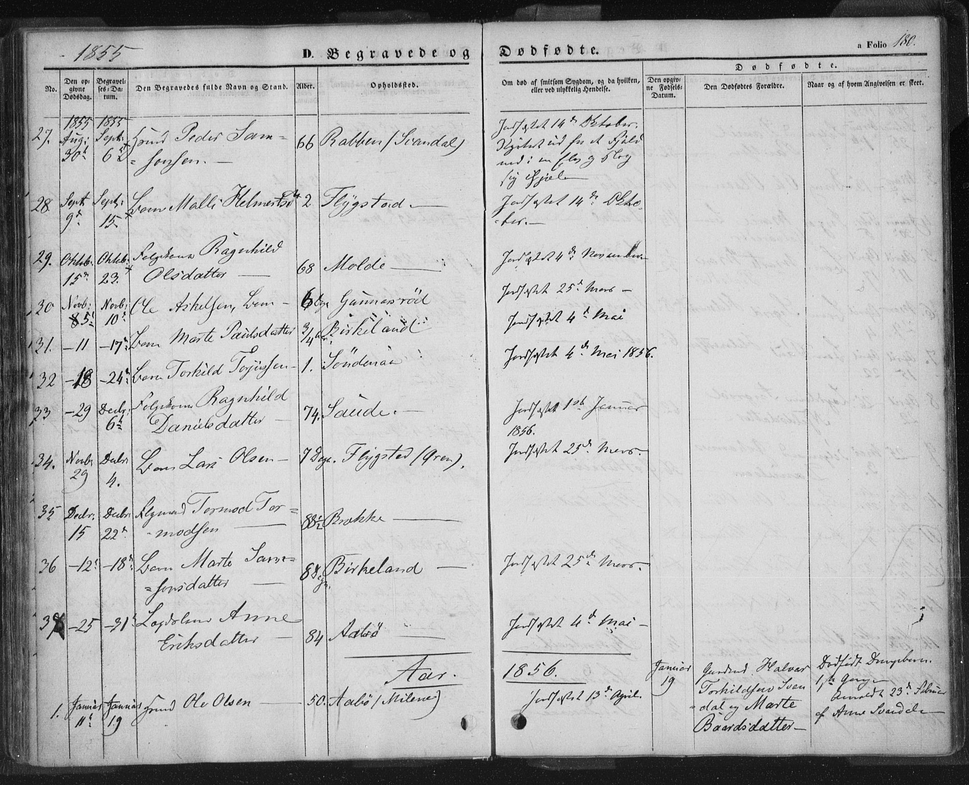 Sand sokneprestkontor, AV/SAST-A-101848/01/III/L0002: Parish register (official) no. A 2, 1838-1859, p. 180