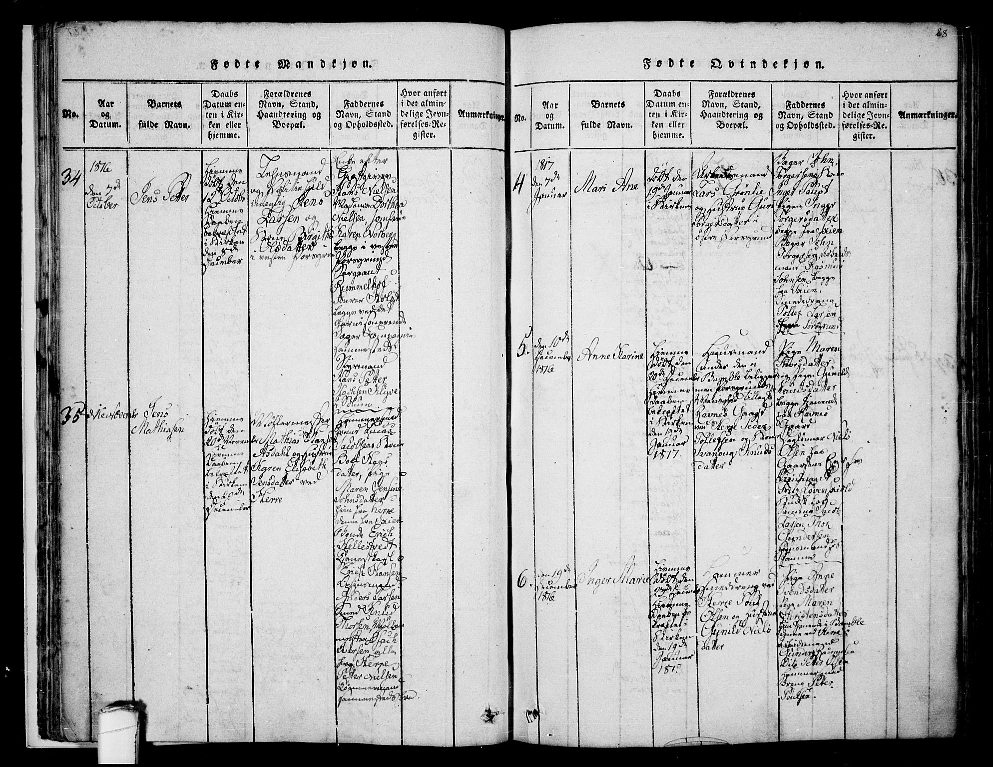 Porsgrunn kirkebøker , SAKO/A-104/F/Fa/L0004: Parish register (official) no. 4, 1814-1828, p. 28