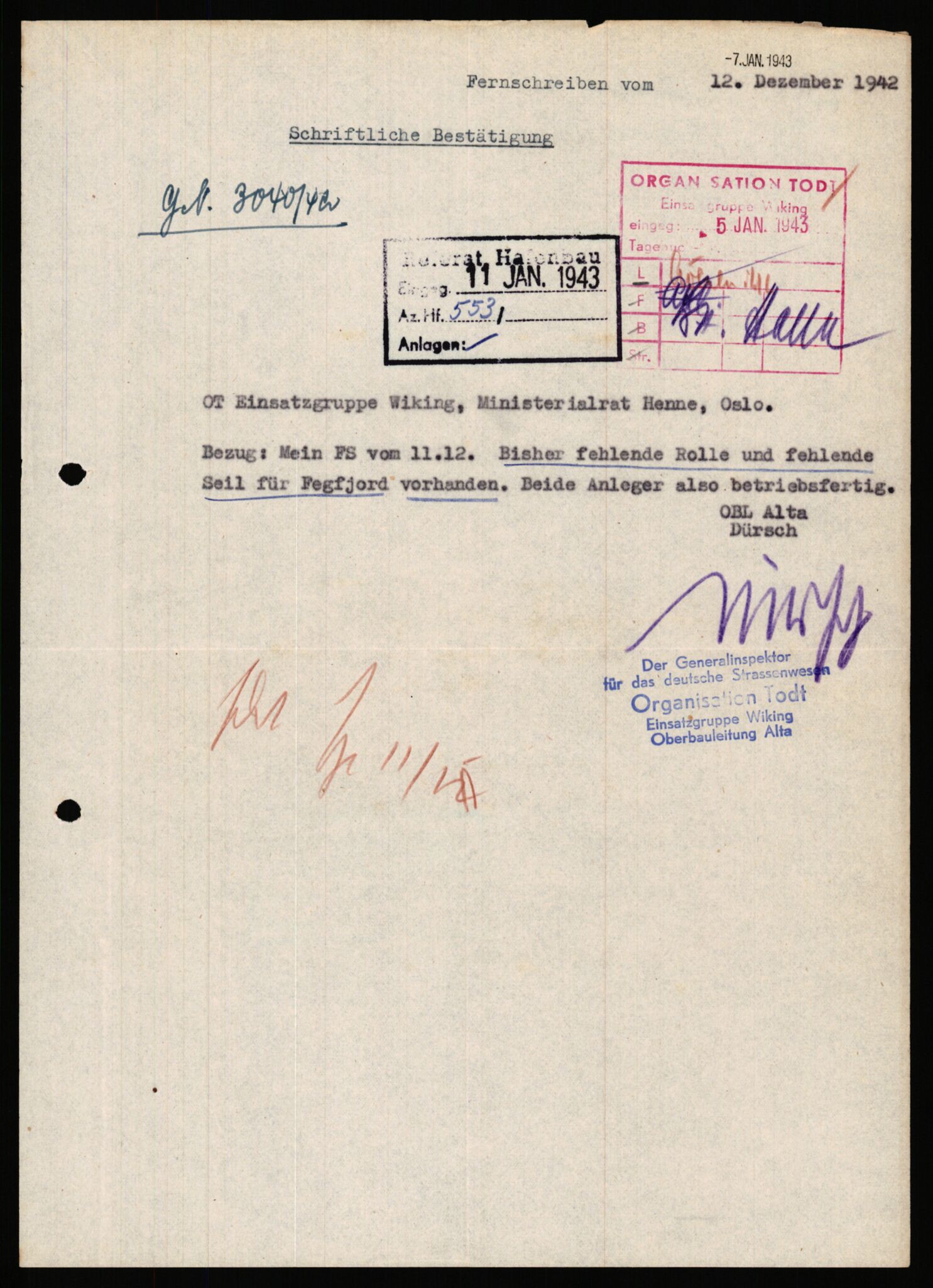 Tyske arkiver, Organisation Todt (OT), Einsatzgruppe Wiking, AV/RA-RAFA-2188/1/E/E2/E2d/L0023: Fähren und Anlegen, 1942-1944, p. 165