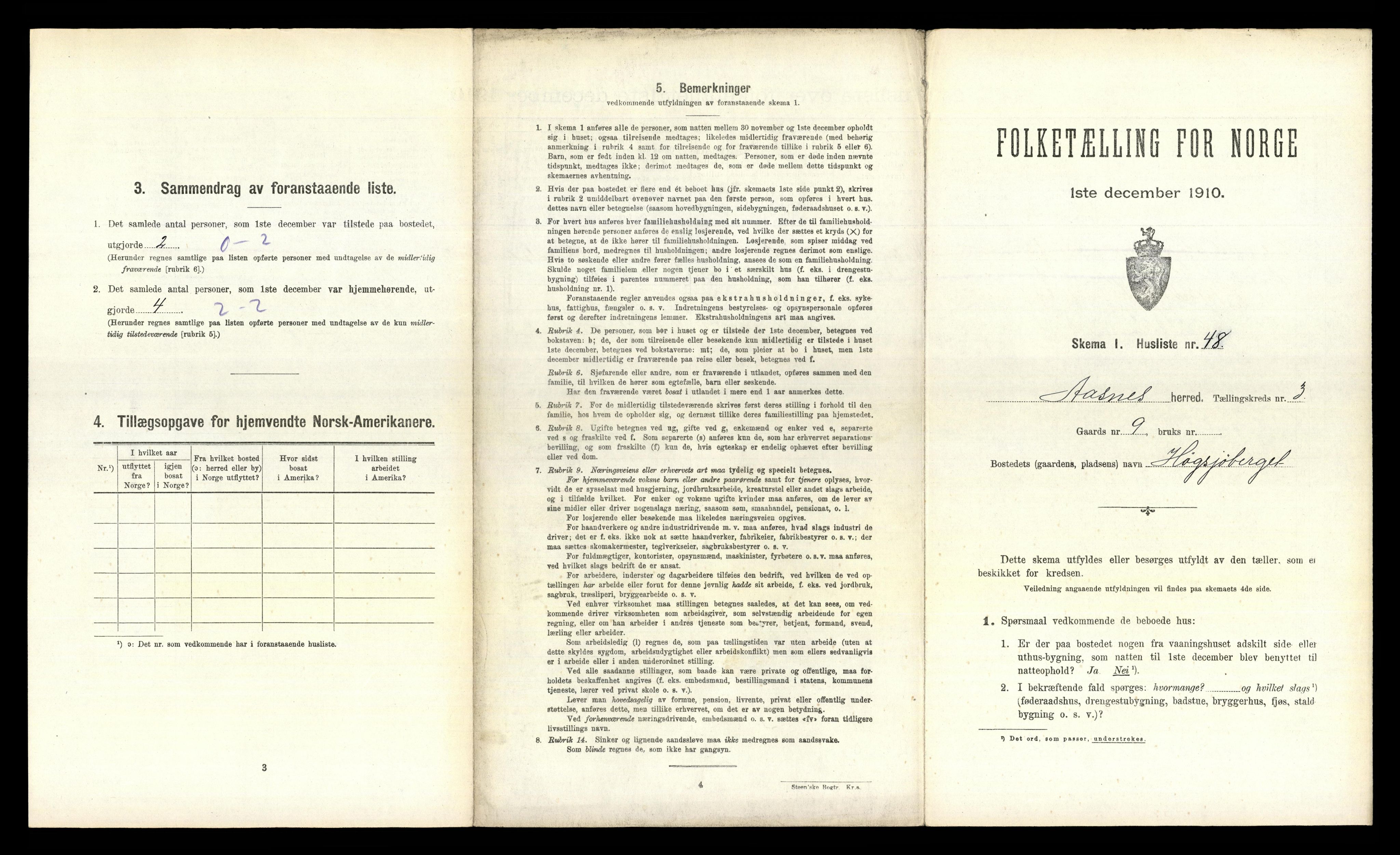 RA, 1910 census for Åsnes, 1910, p. 346