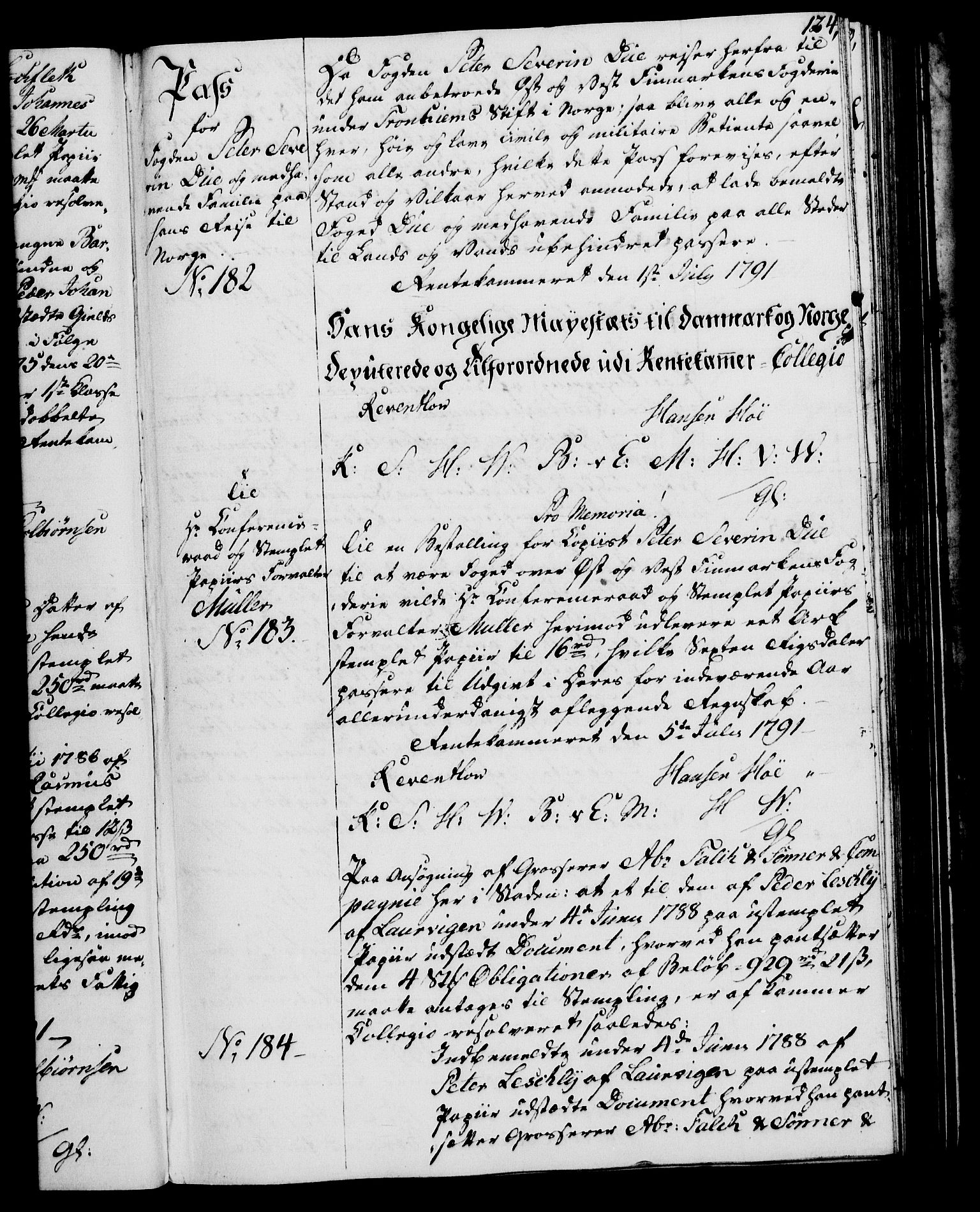 Rentekammeret, Kammerkanselliet, RA/EA-3111/G/Gg/Gga/L0015: Norsk ekspedisjonsprotokoll med register (merket RK 53.15), 1790-1791, p. 124