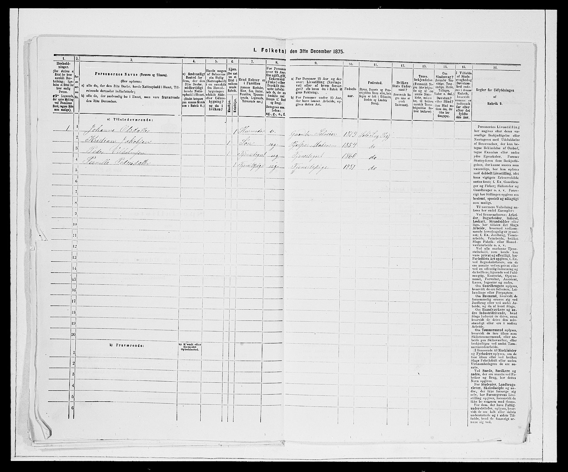 SAB, 1875 Census for 1441P Selje, 1875, p. 795