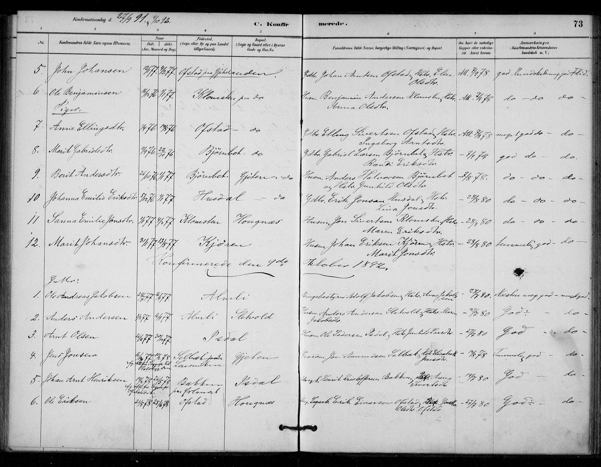 Ministerialprotokoller, klokkerbøker og fødselsregistre - Sør-Trøndelag, AV/SAT-A-1456/670/L0836: Parish register (official) no. 670A01, 1879-1904, p. 73