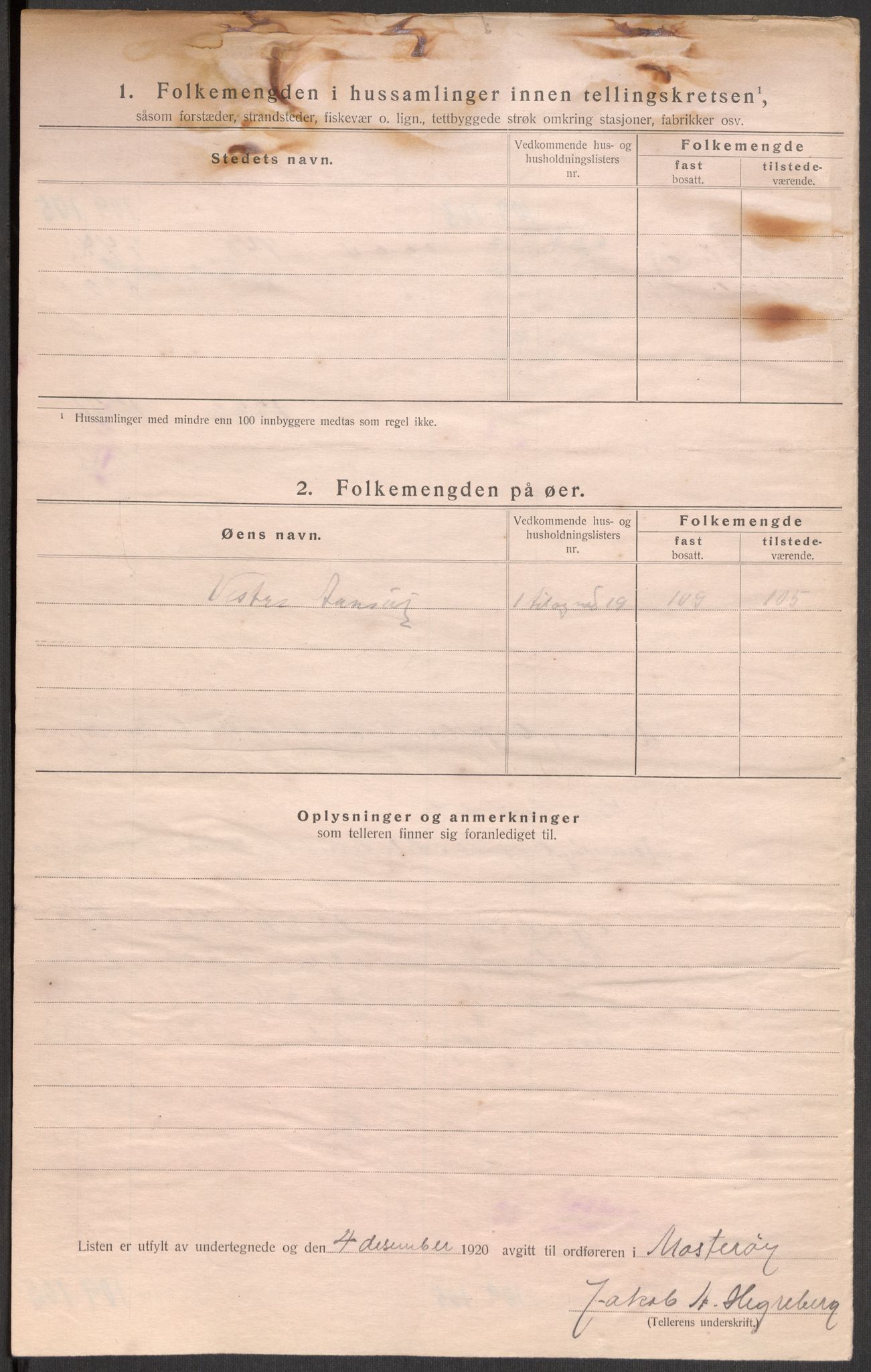 SAST, 1920 census for Mosterøy, 1920, p. 13