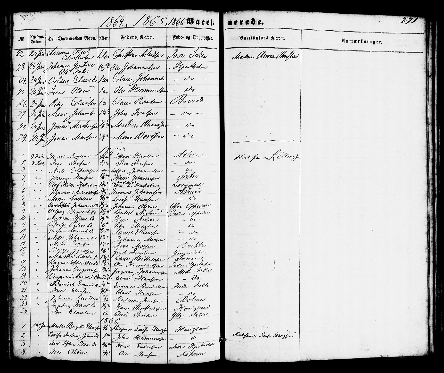 Gulen sokneprestembete, AV/SAB-A-80201/H/Haa/Haac/L0001: Parish register (official) no. C 1, 1859-1881, p. 271