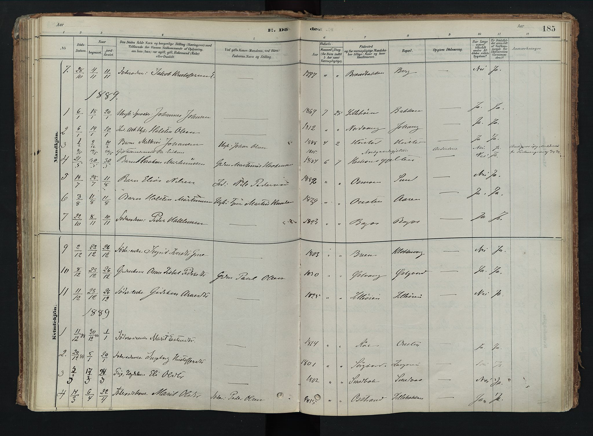 Tolga prestekontor, AV/SAH-PREST-062/K/L0008: Parish register (official) no. 8, 1877-1910, p. 185