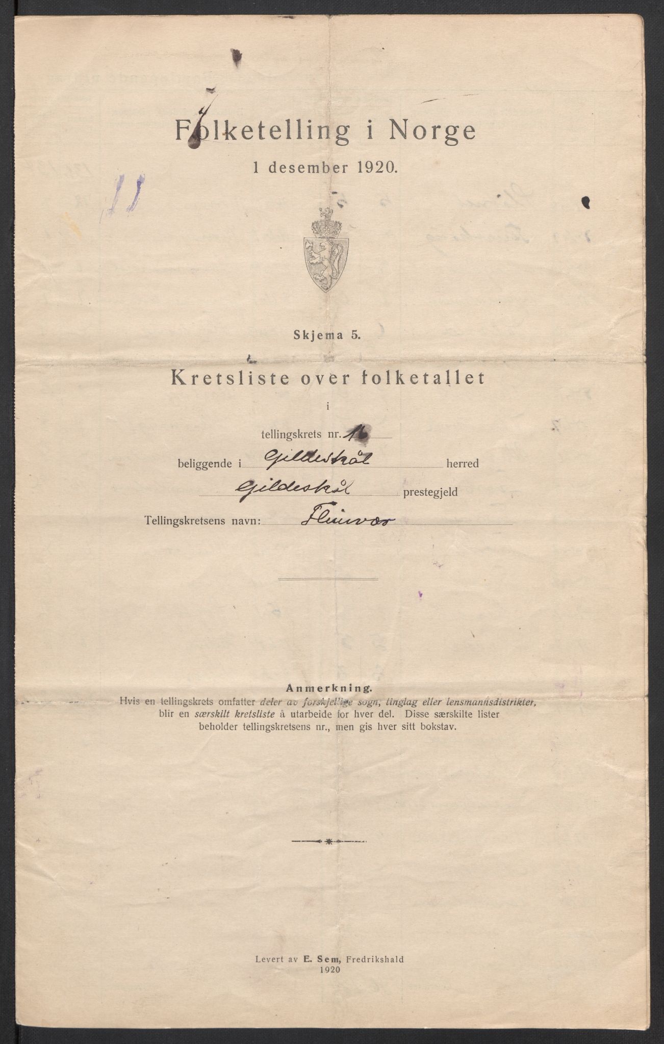 SAT, 1920 census for Gildeskål, 1920, p. 55