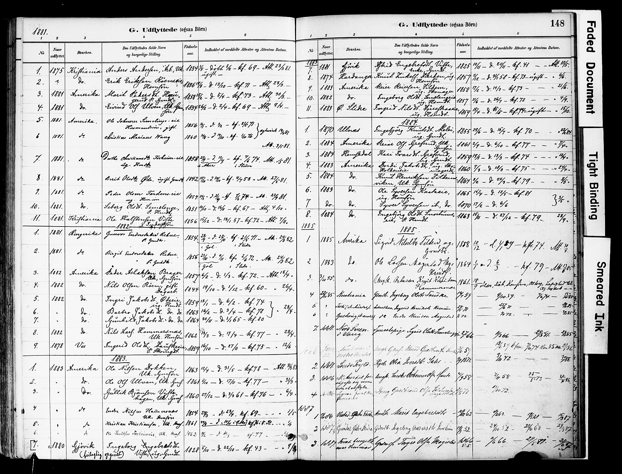 Vestre Slidre prestekontor, SAH/PREST-136/H/Ha/Haa/L0006: Parish register (official) no. 6, 1881-1912, p. 148