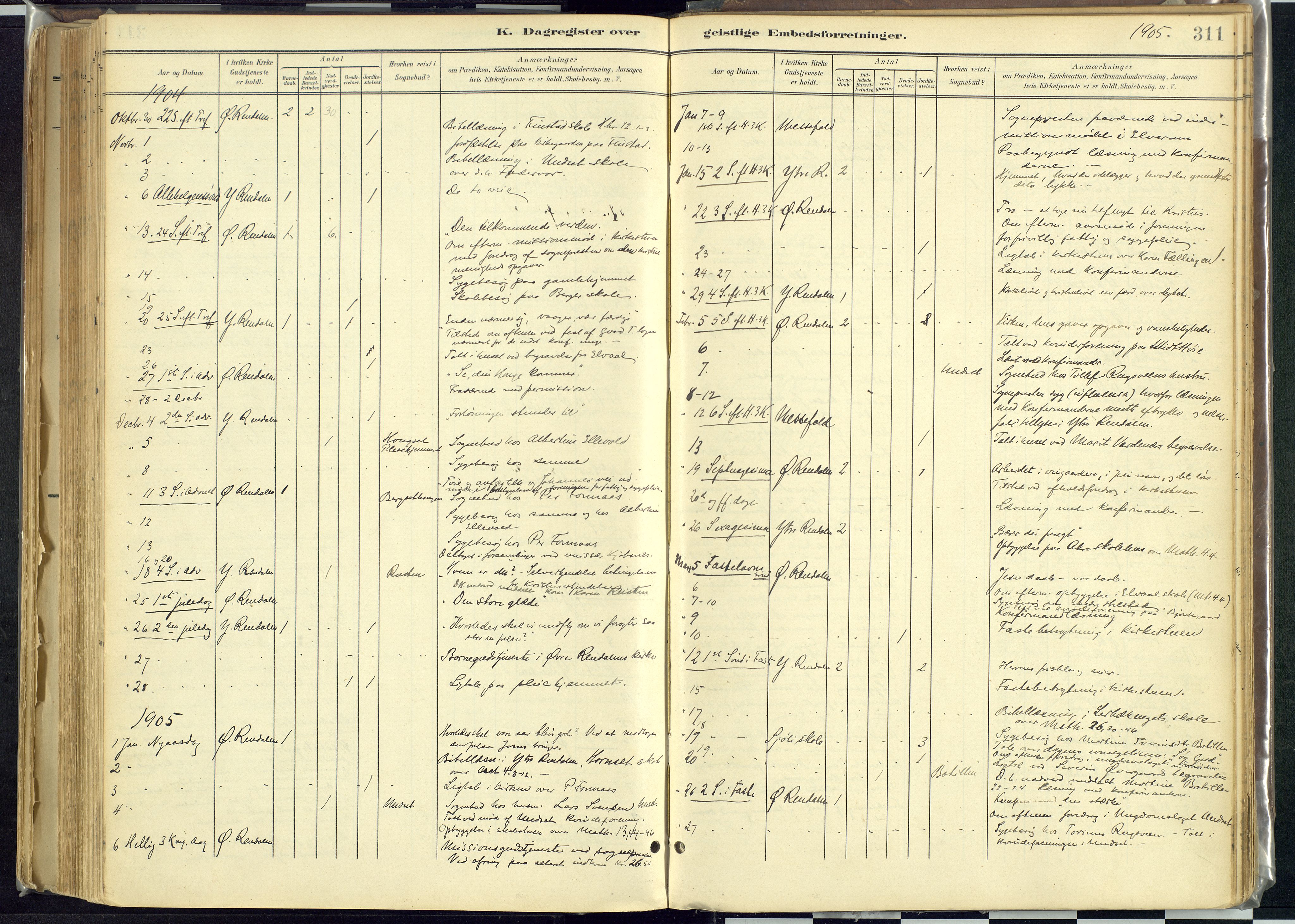 Rendalen prestekontor, SAH/PREST-054/H/Ha/Haa/L0012: Parish register (official) no. 12, 1901-1928, p. 311