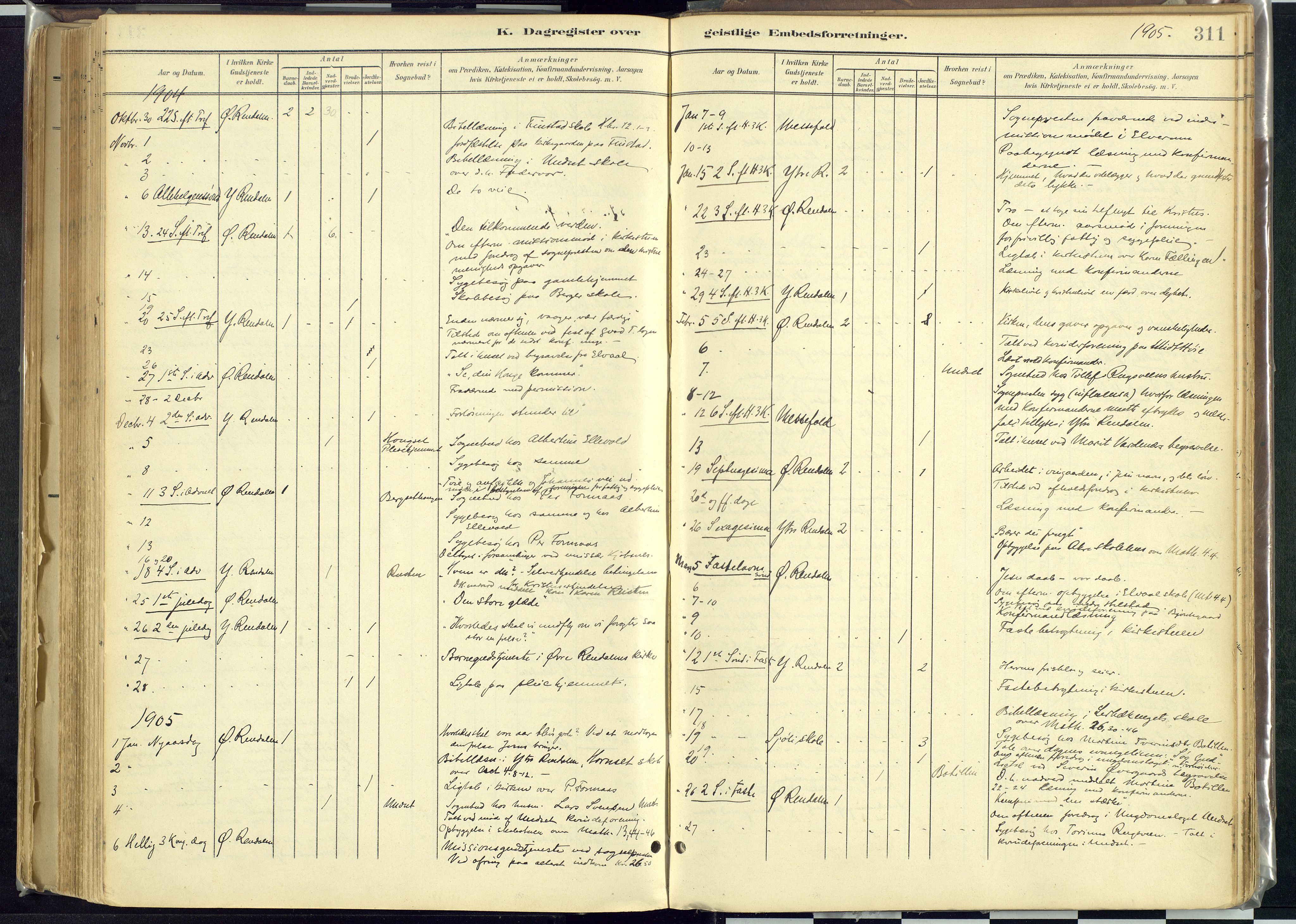 Rendalen prestekontor, AV/SAH-PREST-054/H/Ha/Haa/L0012: Parish register (official) no. 12, 1901-1928, p. 311