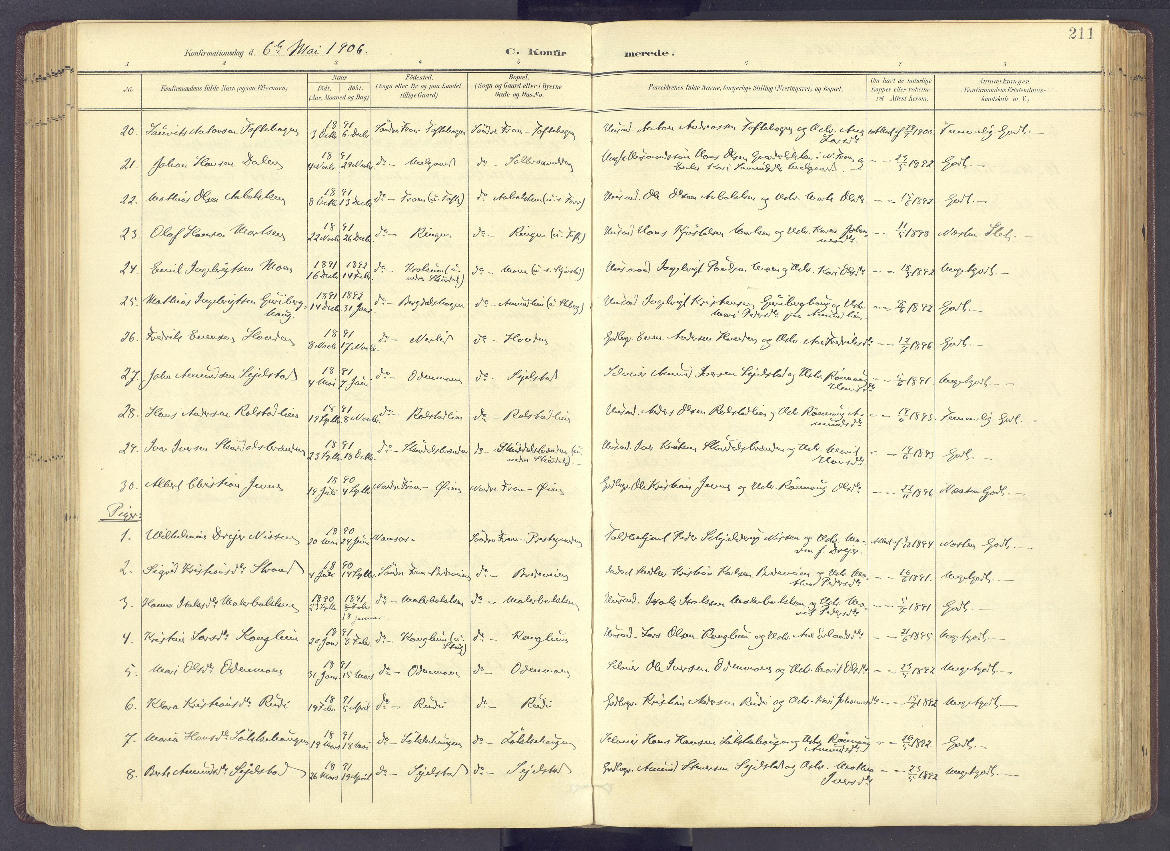 Sør-Fron prestekontor, AV/SAH-PREST-010/H/Ha/Haa/L0004: Parish register (official) no. 4, 1898-1919, p. 211