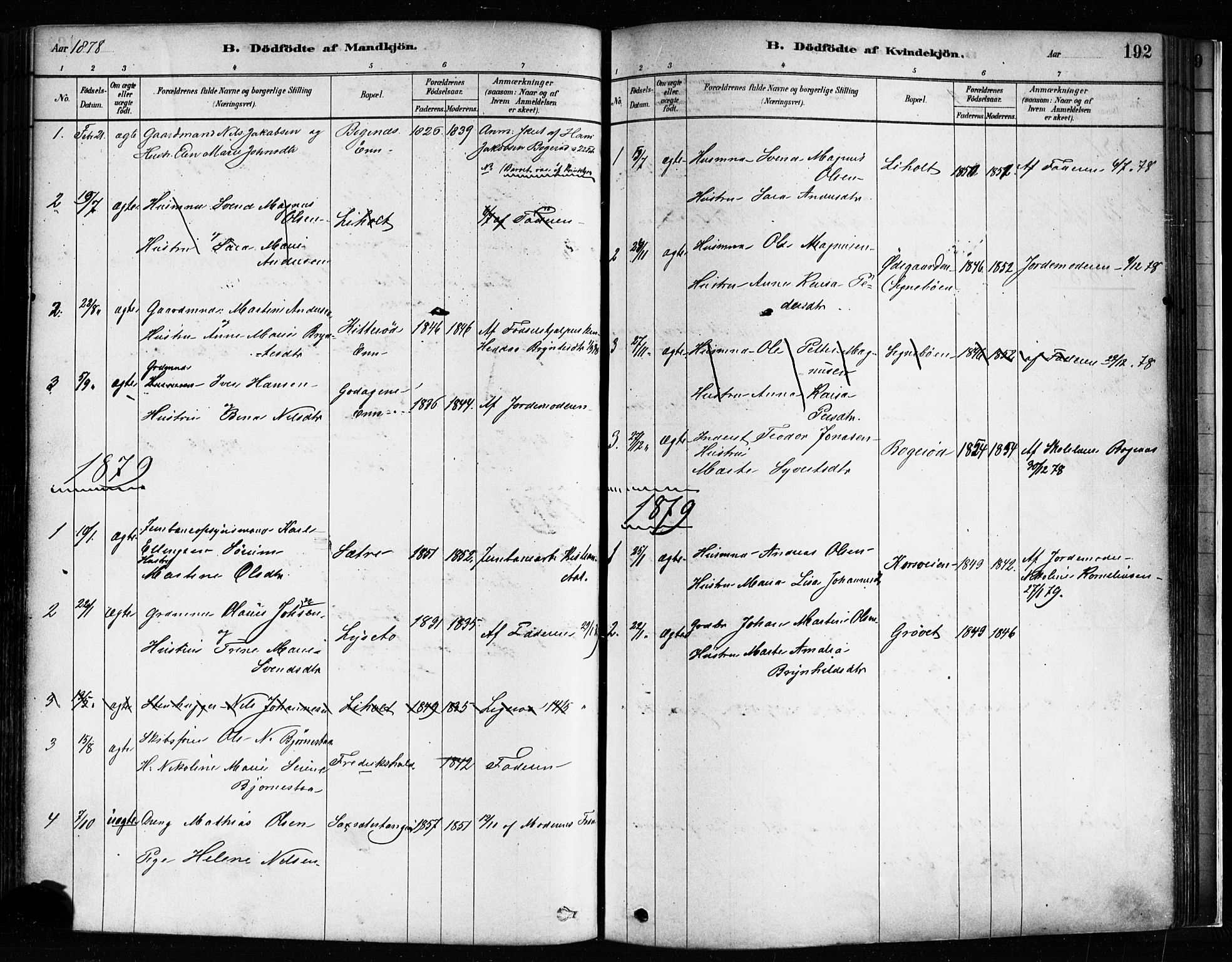 Idd prestekontor Kirkebøker, SAO/A-10911/F/Fc/L0006a: Parish register (official) no. III 6A, 1878-1903, p. 192