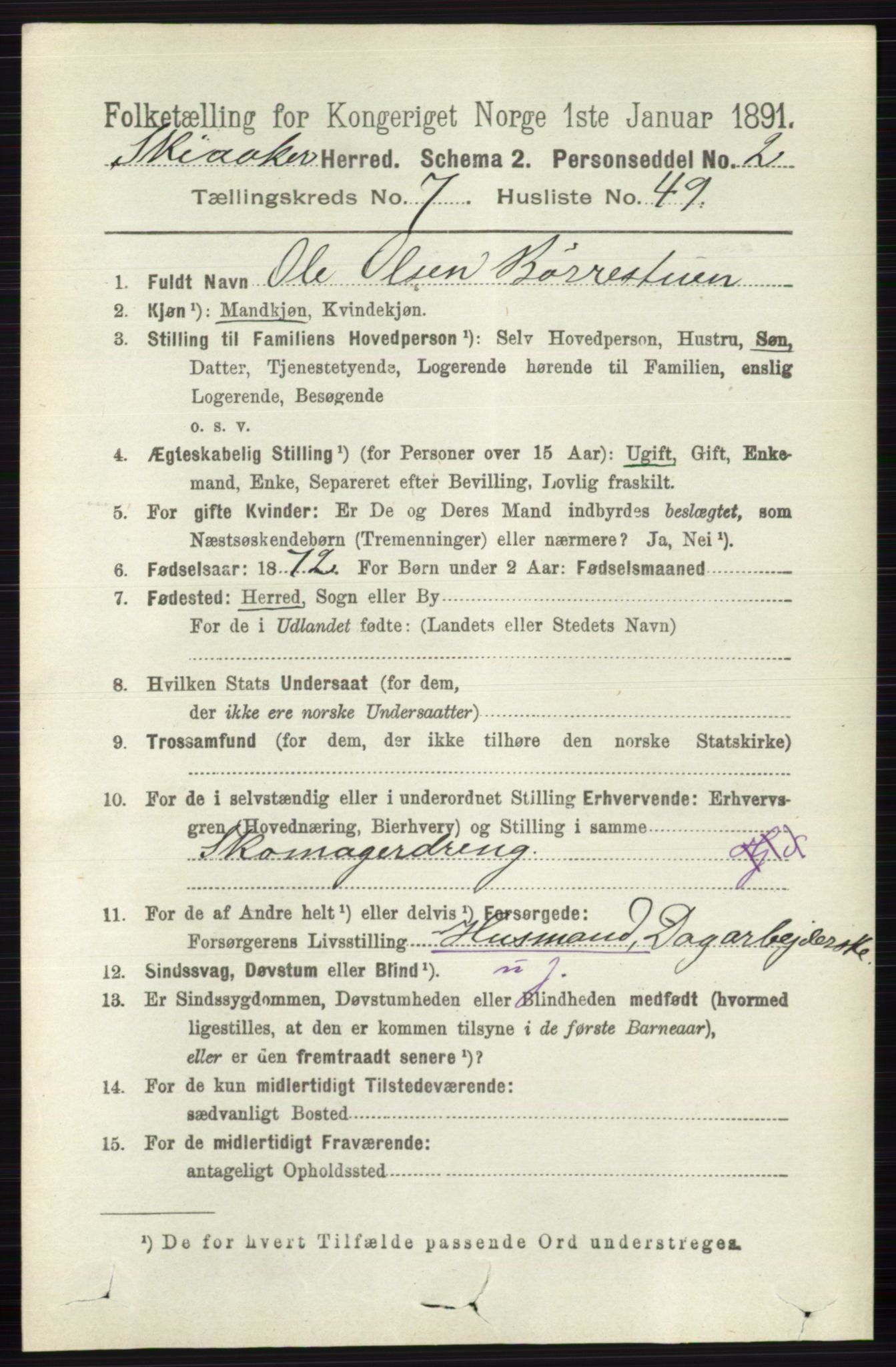 RA, 1891 census for 0513 Skjåk, 1891, p. 2597