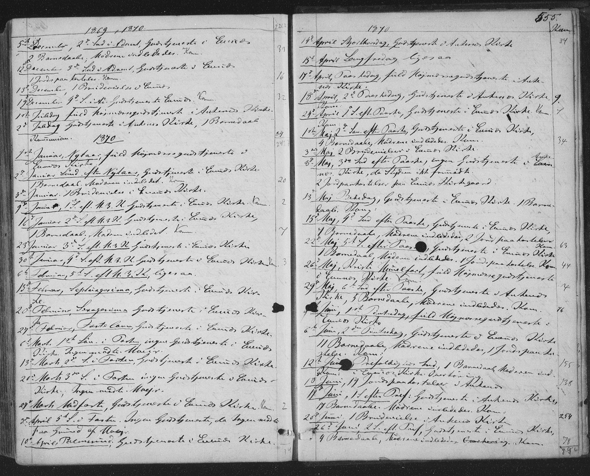 Ministerialprotokoller, klokkerbøker og fødselsregistre - Nordland, SAT/A-1459/863/L0896: Parish register (official) no. 863A08, 1861-1871, p. 555
