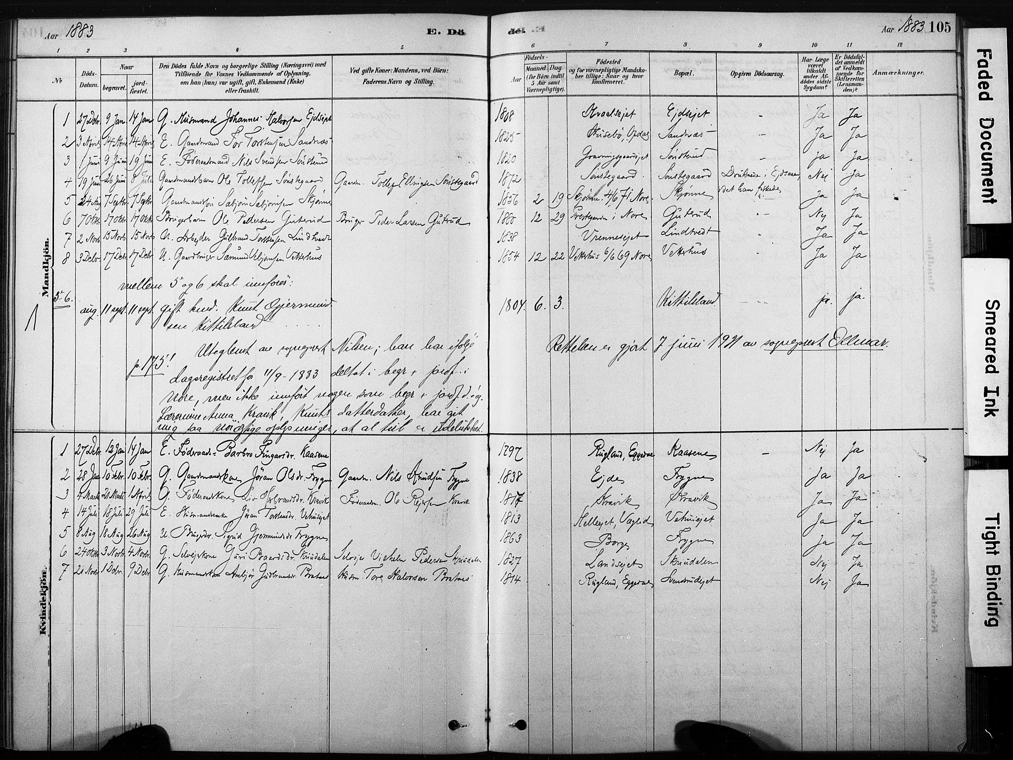 Nore kirkebøker, SAKO/A-238/F/Fb/L0001: Parish register (official) no. II 1, 1878-1886, p. 105