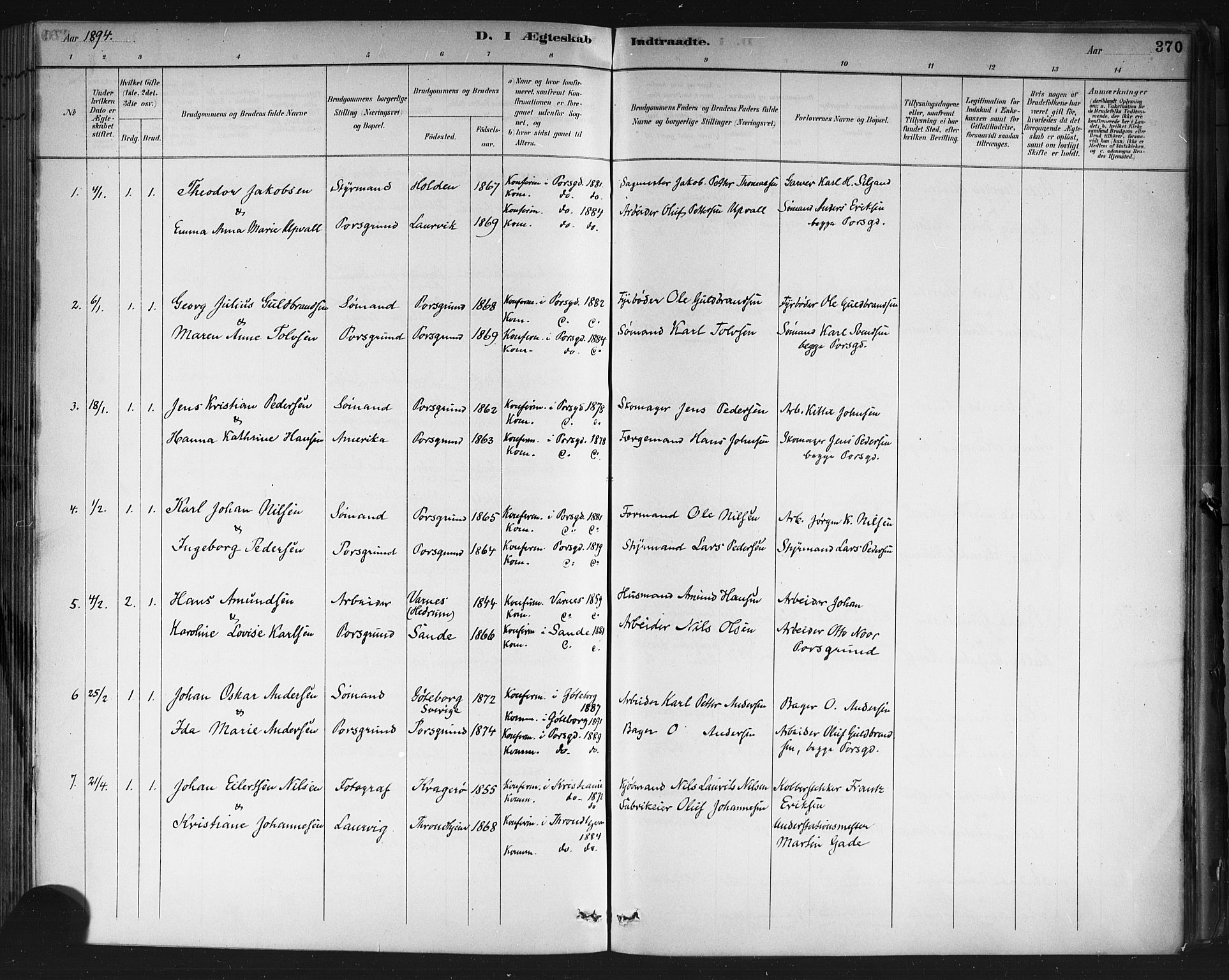 Porsgrunn kirkebøker , SAKO/A-104/G/Gb/L0005: Parish register (copy) no. II 5, 1883-1915, p. 370