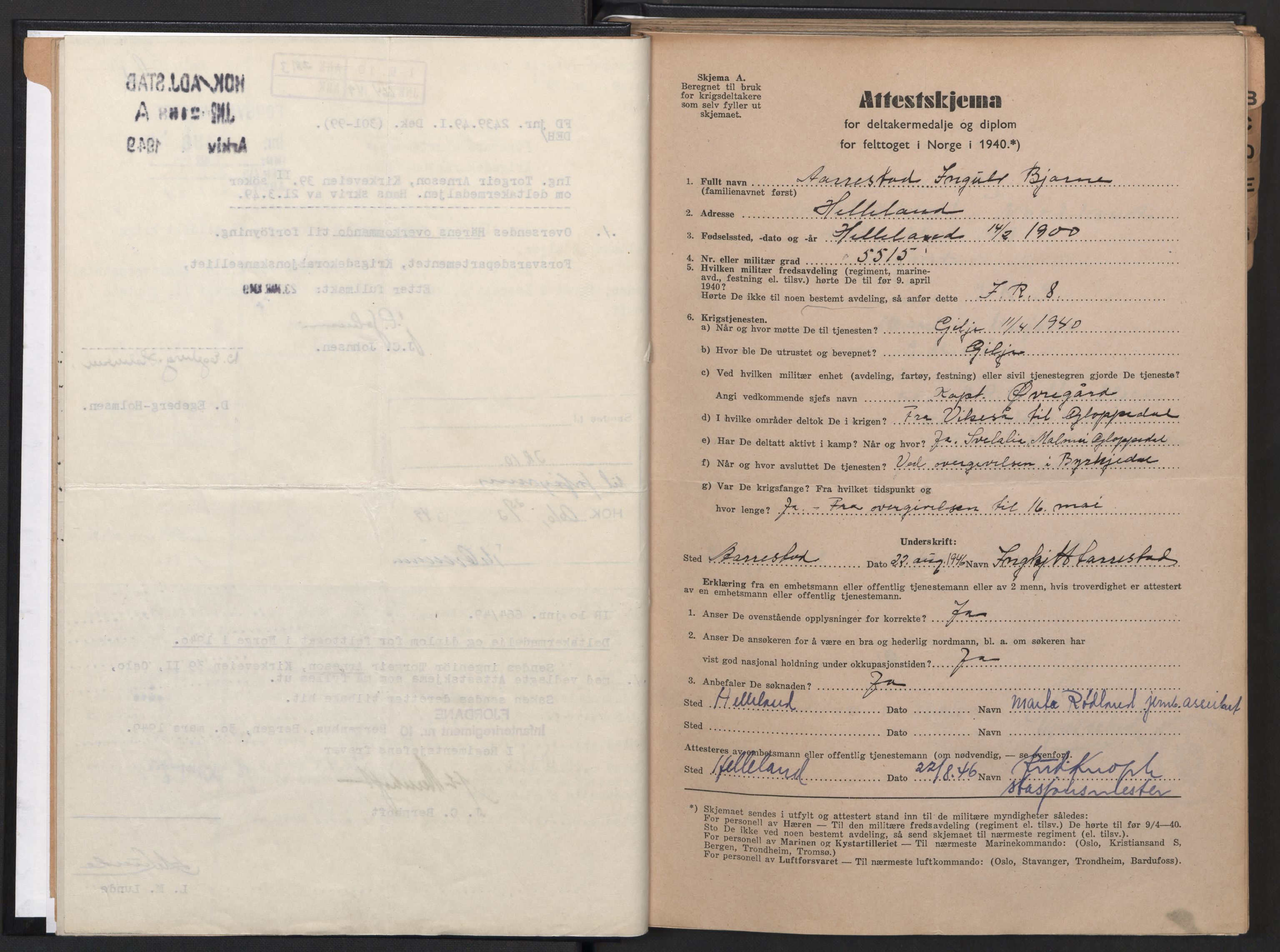 Forsvaret, Rogaland infanteriregiment nr. 8, AV/RA-RAFA-3374/D/Dc/L0001: Saksarkiv nr. 532, 1946, p. 14