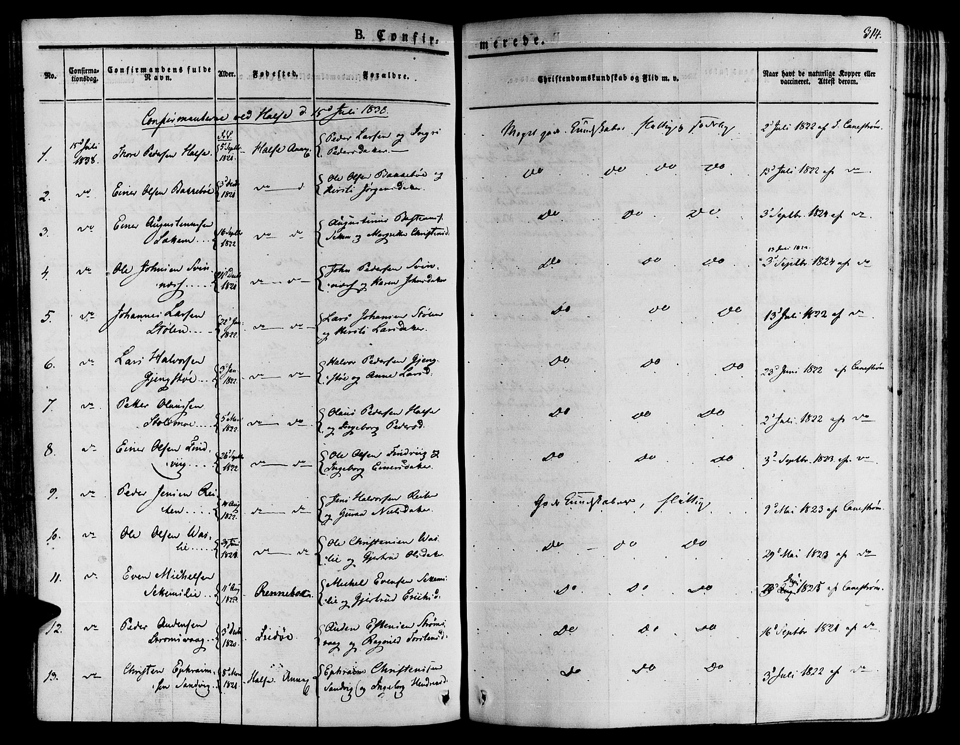 Ministerialprotokoller, klokkerbøker og fødselsregistre - Møre og Romsdal, AV/SAT-A-1454/592/L1025: Parish register (official) no. 592A03 /2, 1831-1849, p. 314