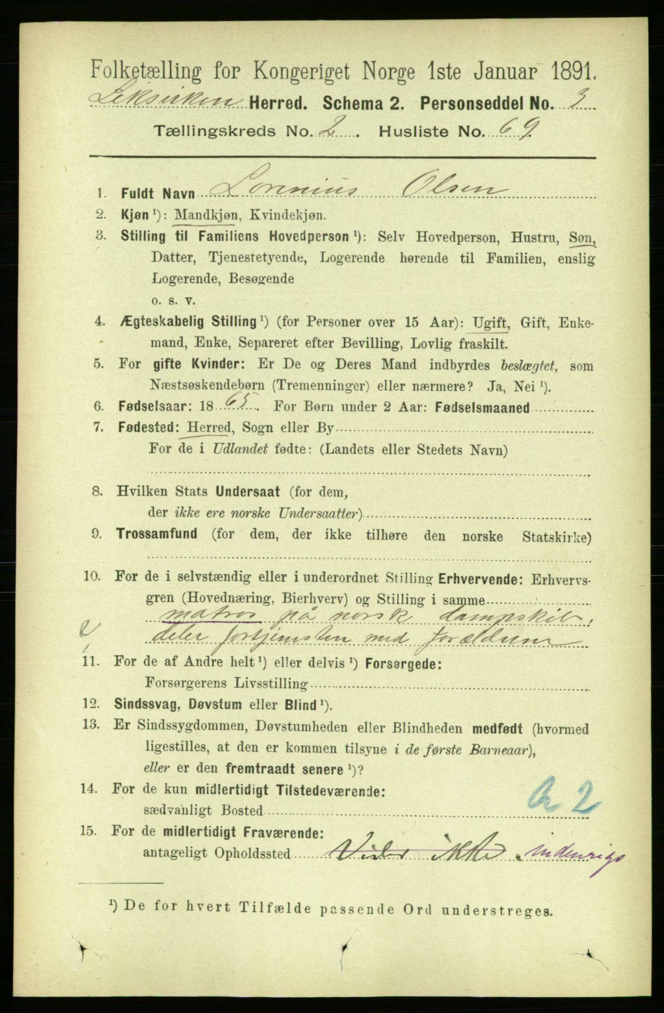 RA, 1891 census for 1718 Leksvik, 1891, p. 1068