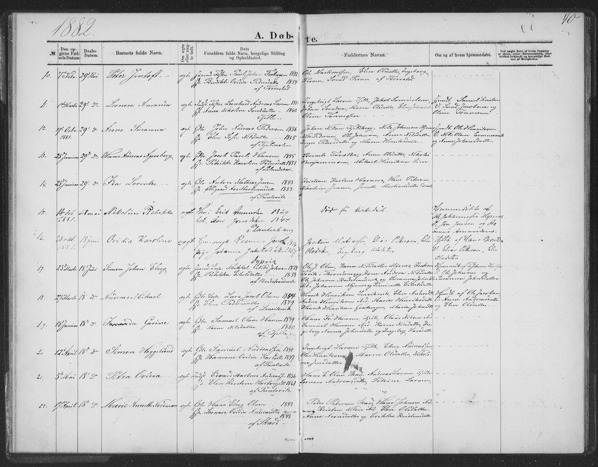 Ministerialprotokoller, klokkerbøker og fødselsregistre - Nordland, AV/SAT-A-1459/863/L0913: Parish register (copy) no. 863C03, 1877-1885, p. 40