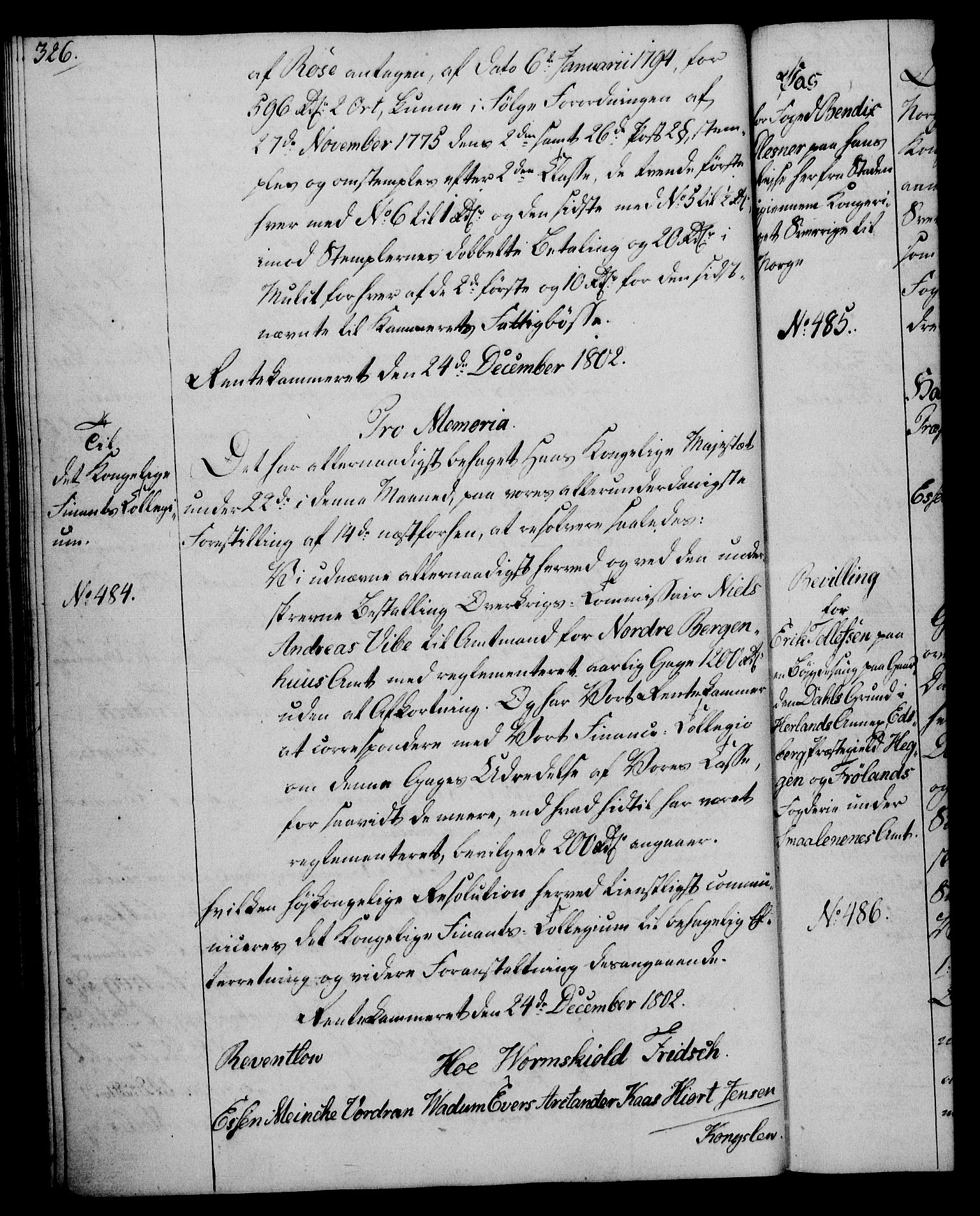 Rentekammeret, Kammerkanselliet, RA/EA-3111/G/Gg/Gga/L0017: Norsk ekspedisjonsprotokoll med register (merket RK 53.17), 1801-1803, p. 326