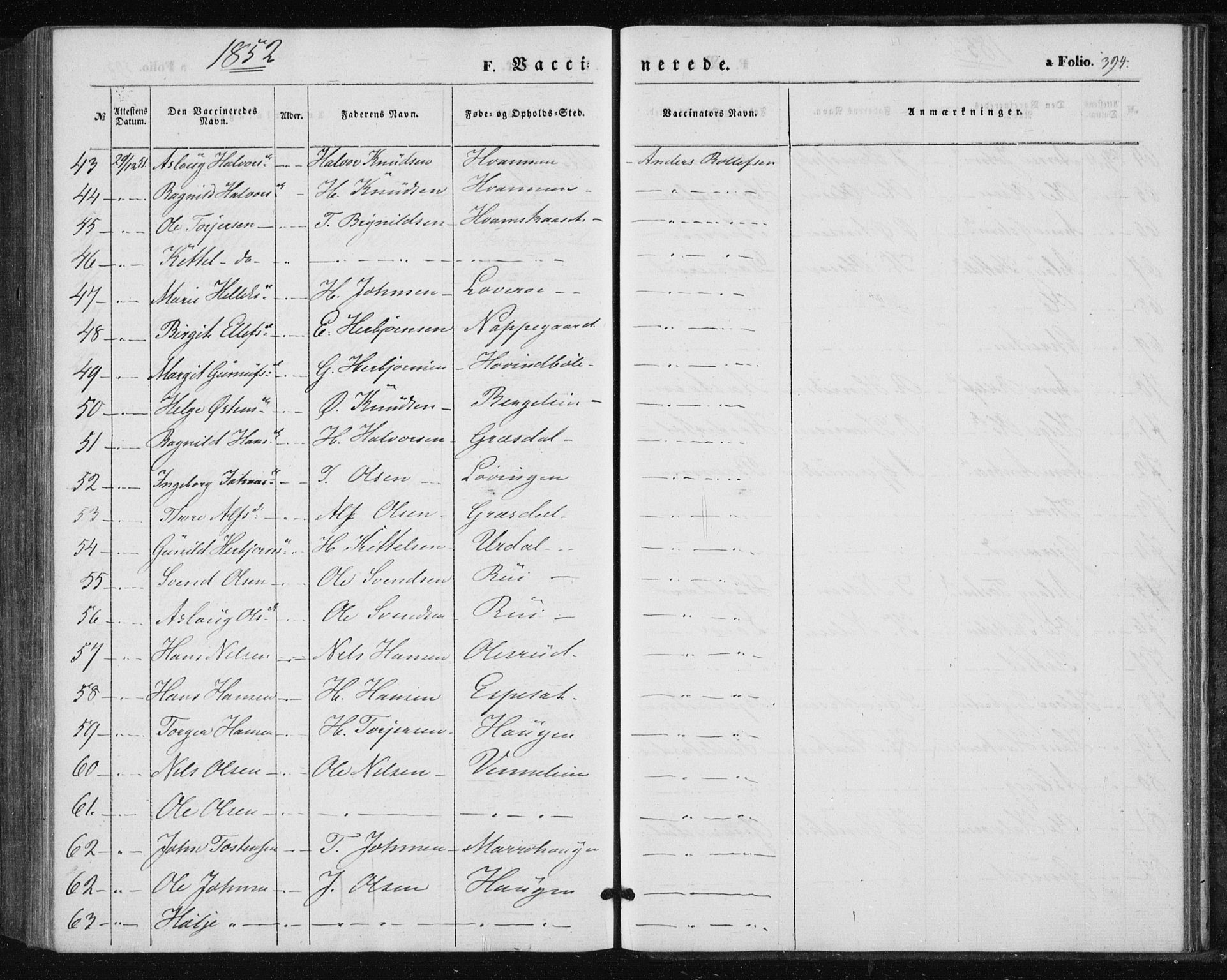 Tinn kirkebøker, SAKO/A-308/F/Fa/L0005: Parish register (official) no. I 5, 1844-1856, p. 394