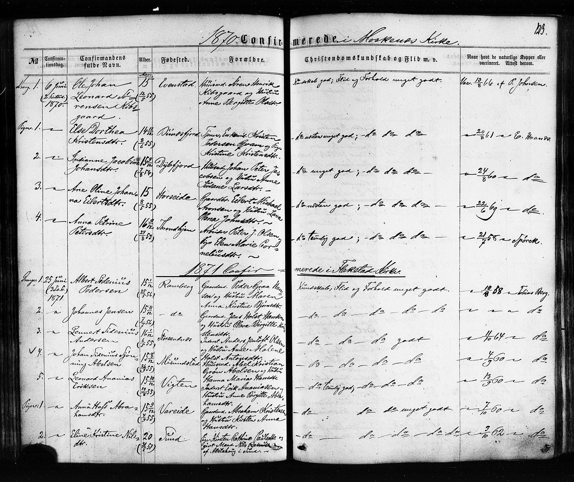 Ministerialprotokoller, klokkerbøker og fødselsregistre - Nordland, SAT/A-1459/885/L1203: Parish register (official) no. 885A04, 1859-1877, p. 123