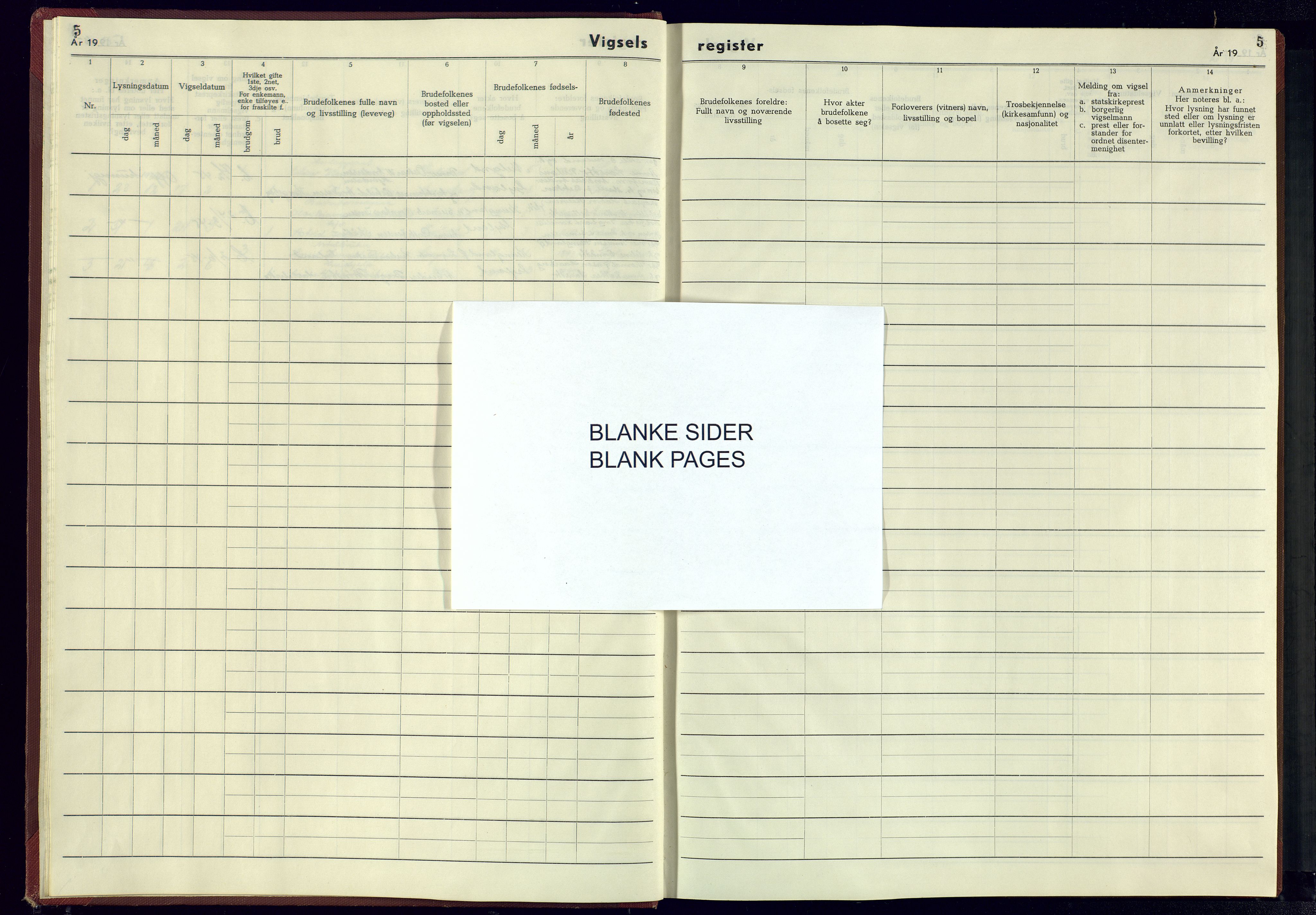 Bakke sokneprestkontor, SAK/1111-0002/J/Jb/L0002: Marriage register no. A-VI-13, 1942-1945, p. 5