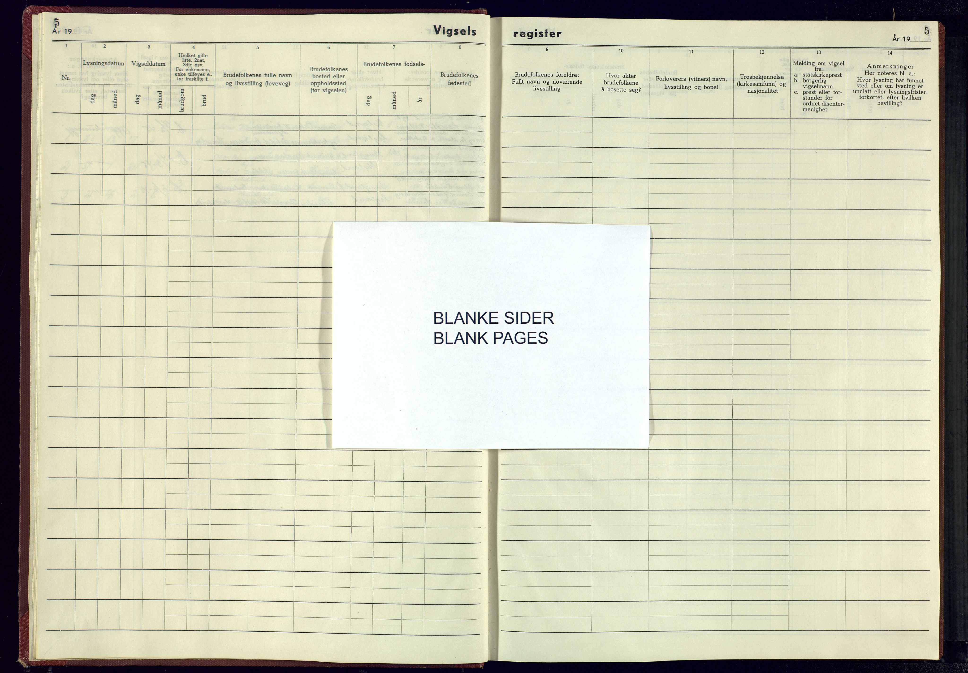 Bakke sokneprestkontor, AV/SAK-1111-0002/J/Jb/L0002: Marriage register no. A-VI-13, 1942-1945, p. 5