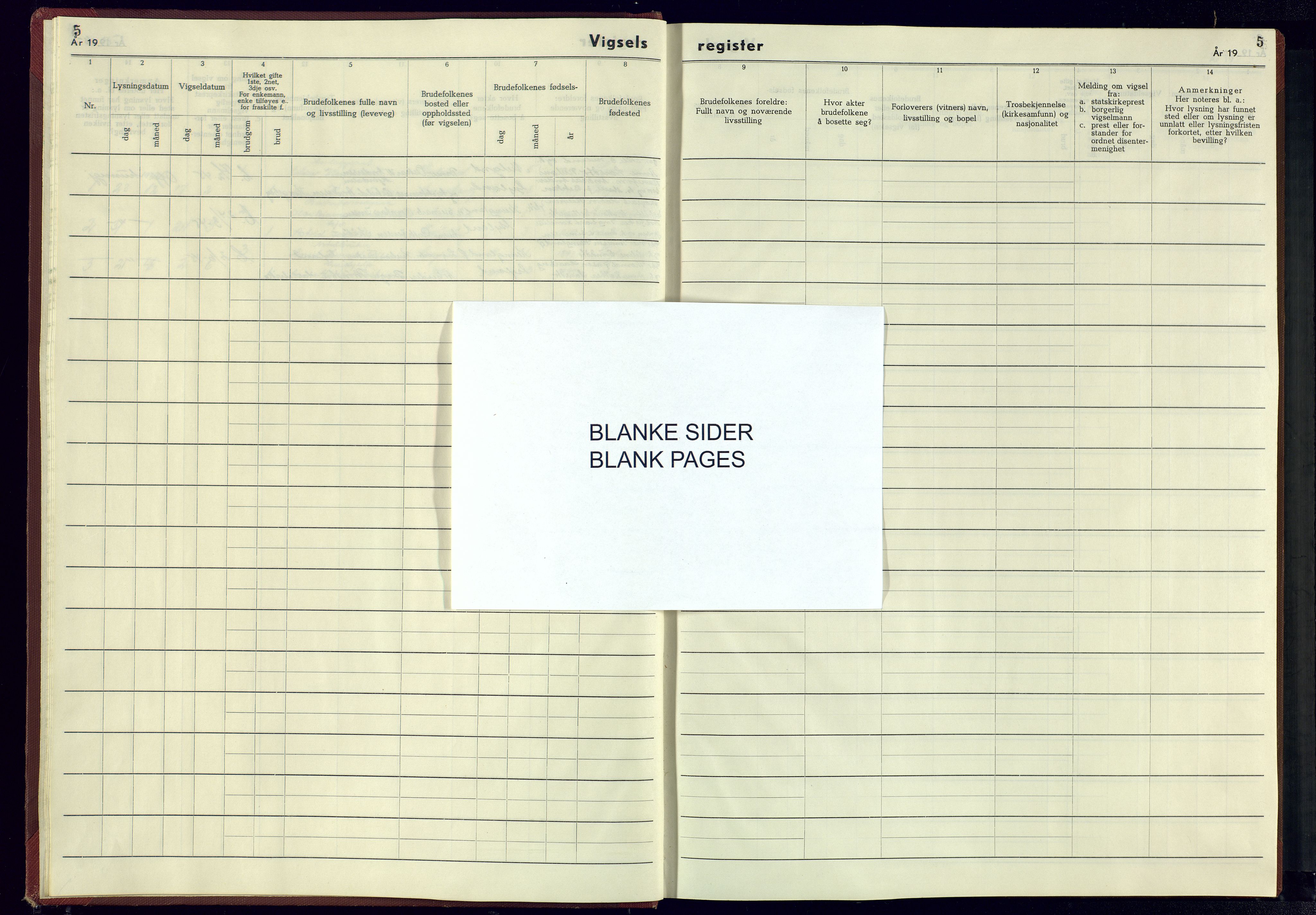 Bakke sokneprestkontor, AV/SAK-1111-0002/J/Jb/L0002: Marriage register no. A-VI-13, 1942-1945, p. 5