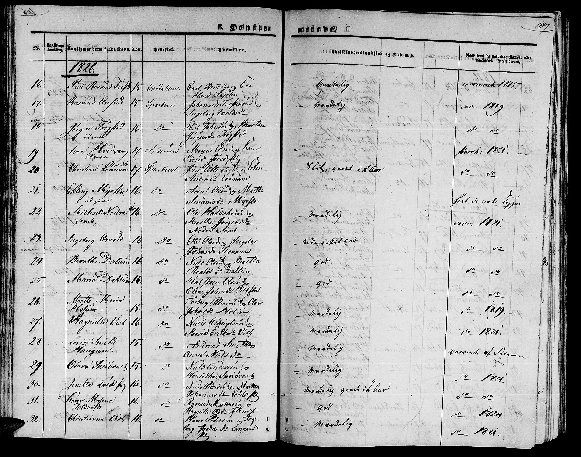Ministerialprotokoller, klokkerbøker og fødselsregistre - Nord-Trøndelag, SAT/A-1458/735/L0336: Parish register (official) no. 735A05 /1, 1825-1835, p. 107