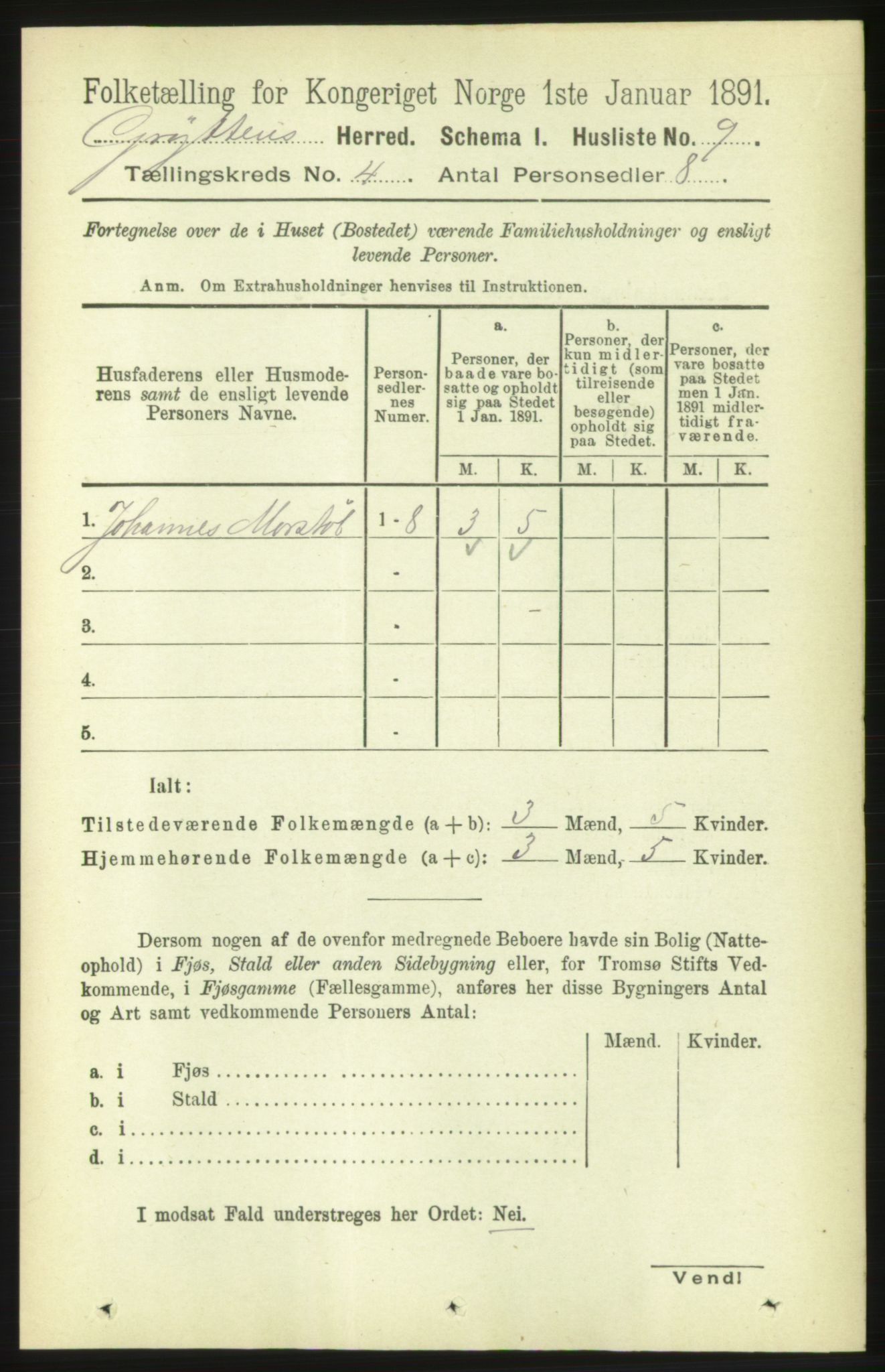 RA, 1891 census for 1539 Grytten, 1891, p. 1289