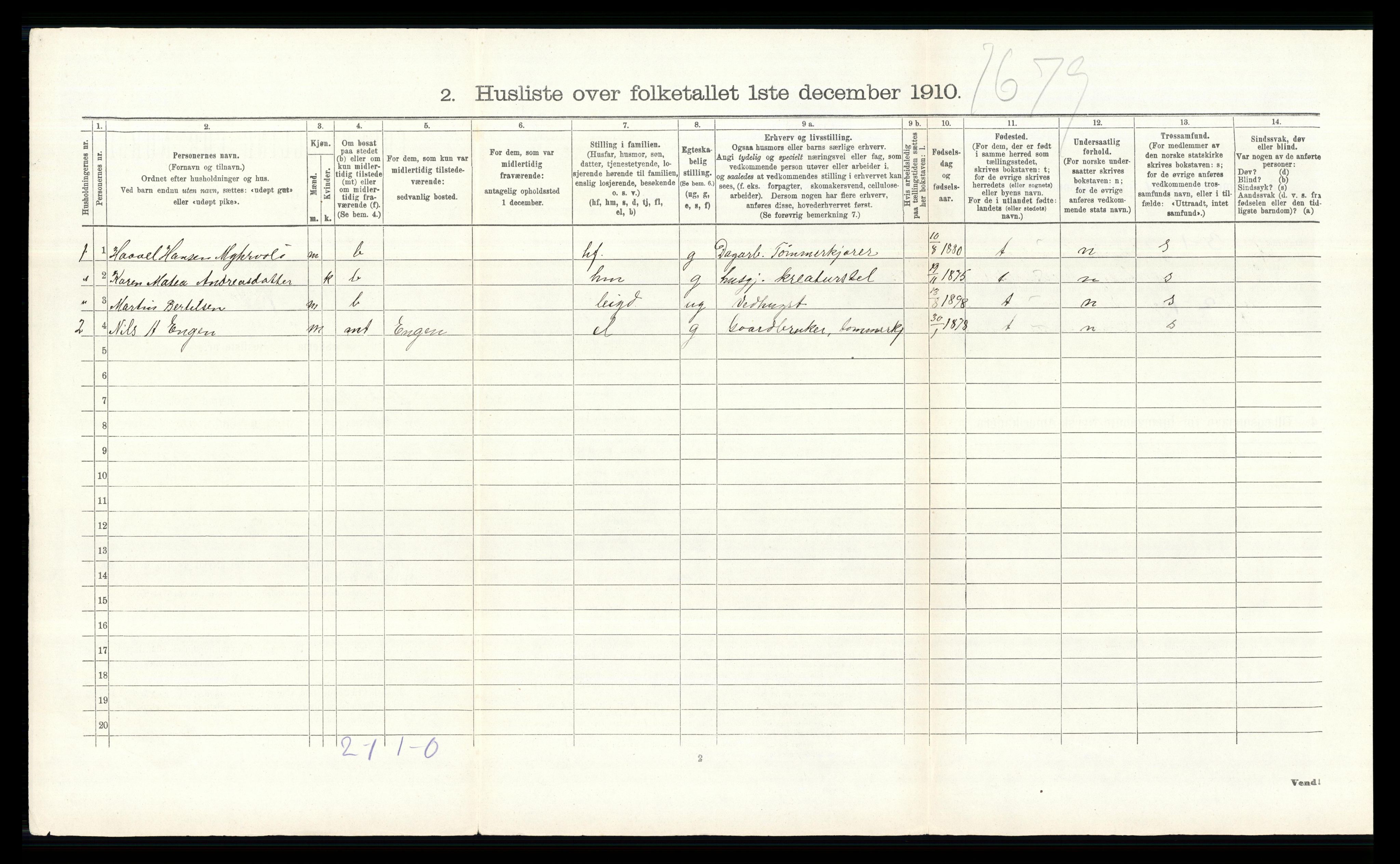 RA, 1910 census for Nordre Land, 1910, p. 700