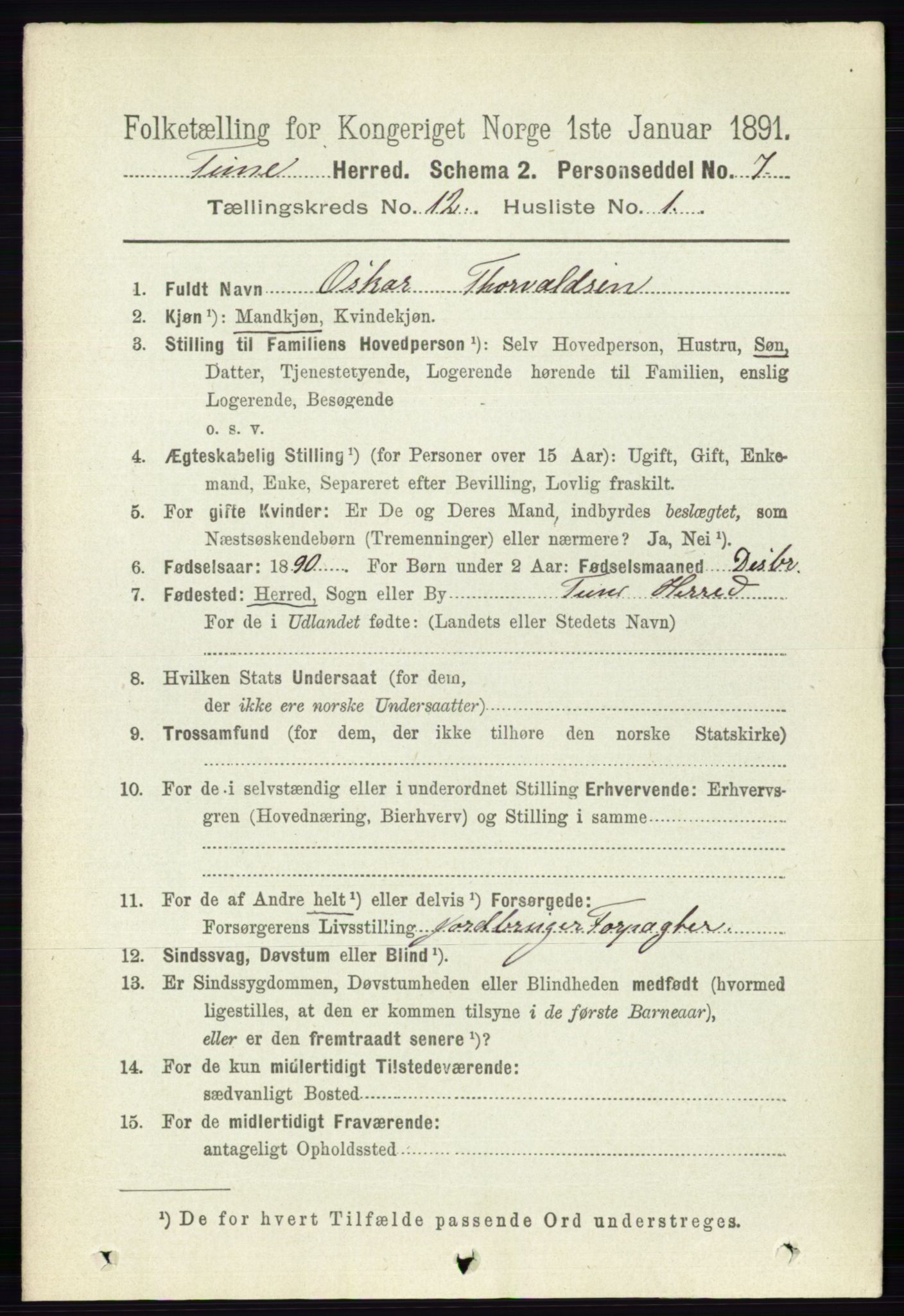 RA, 1891 census for 0130 Tune, 1891, p. 7221