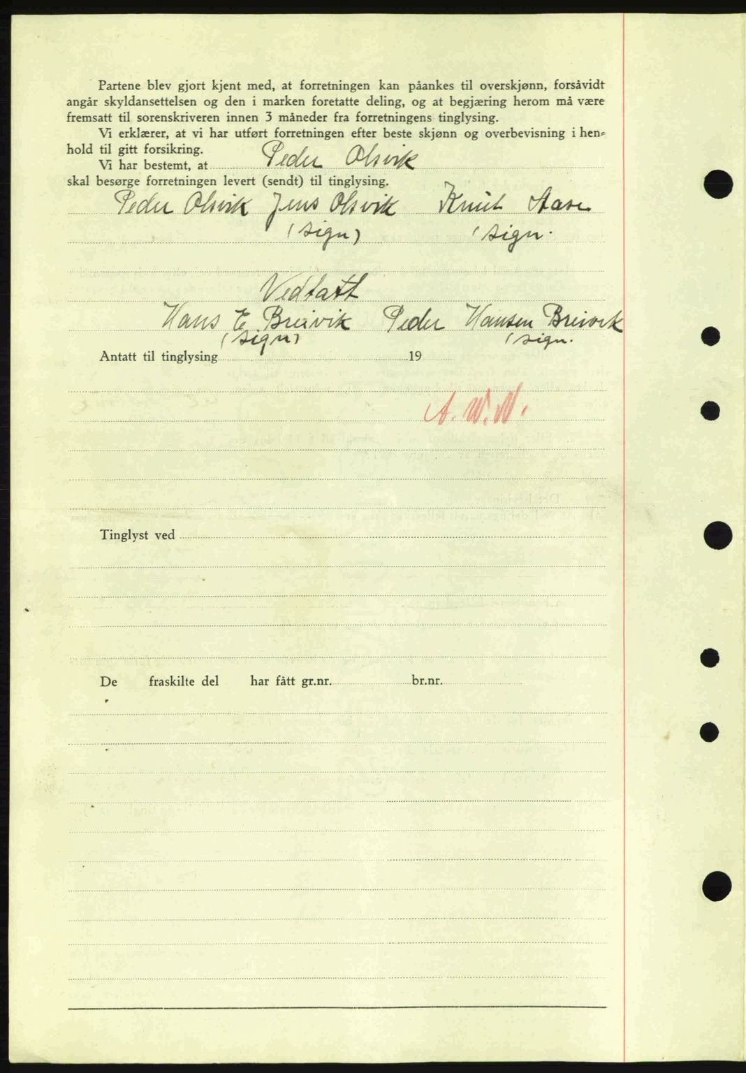 Nordre Sunnmøre sorenskriveri, AV/SAT-A-0006/1/2/2C/2Ca: Mortgage book no. A4, 1937-1938, Diary no: : 917/1938