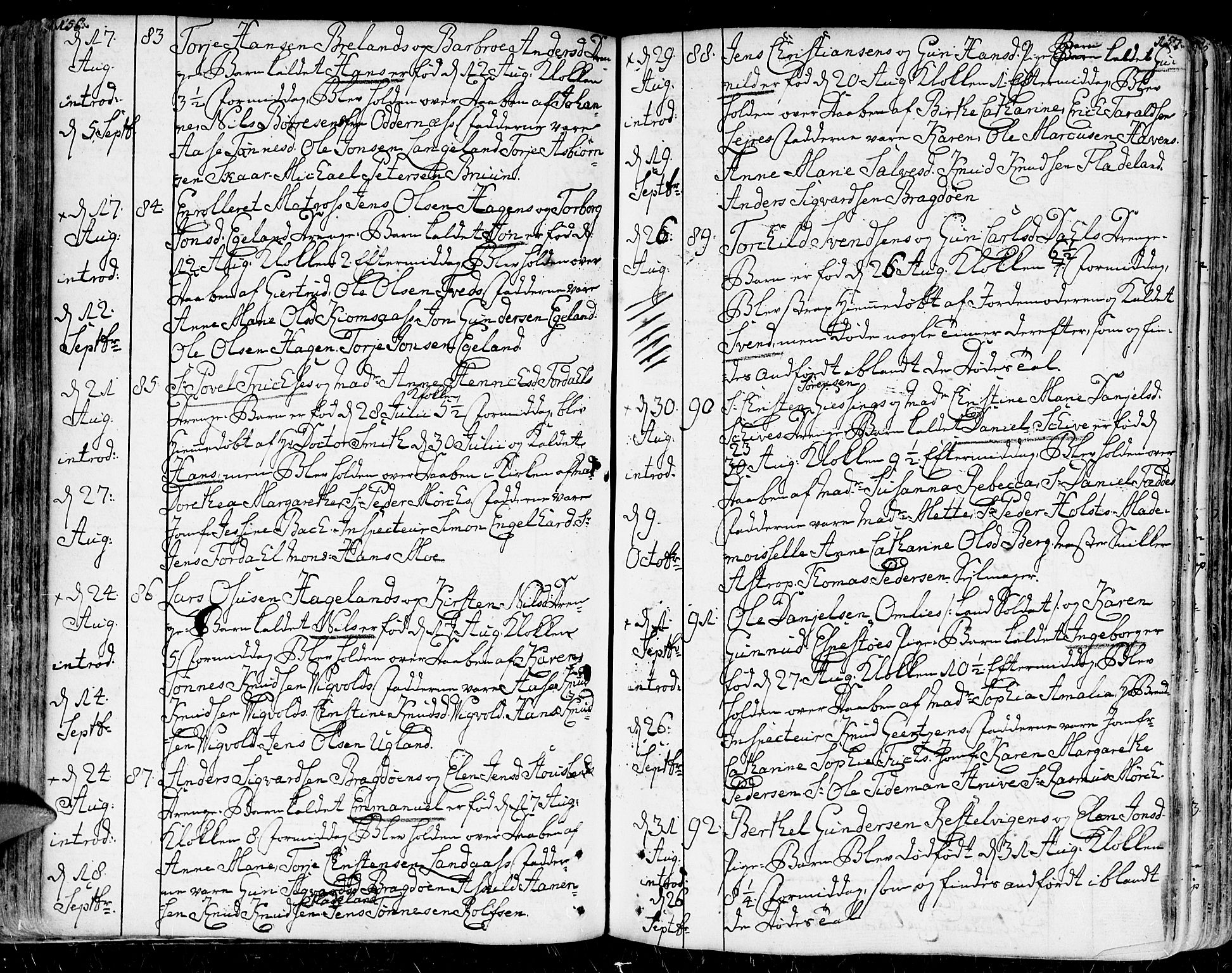 Kristiansand domprosti, AV/SAK-1112-0006/F/Fa/L0003: Parish register (official) no. A 3, 1778-1818, p. 156-157