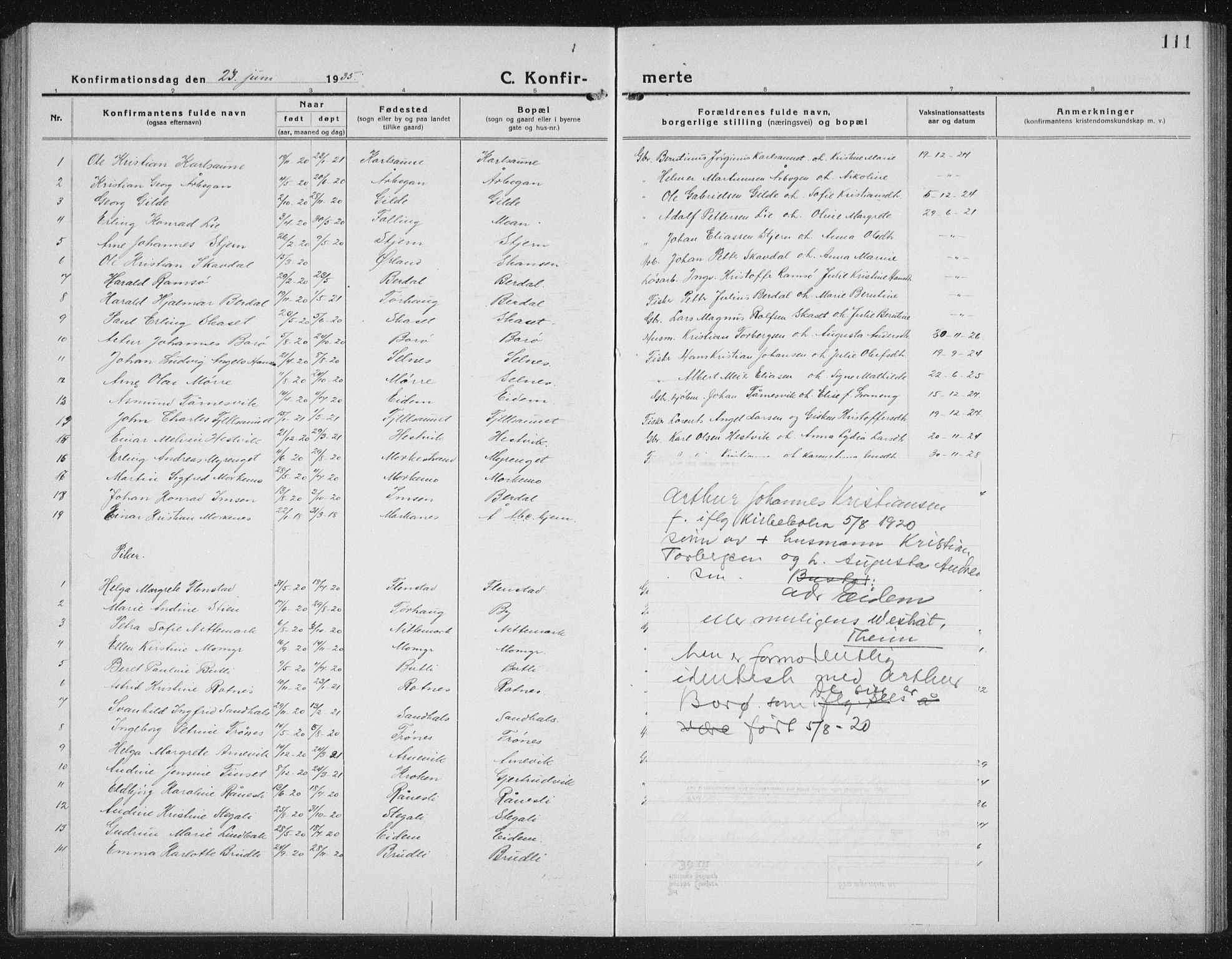 Ministerialprotokoller, klokkerbøker og fødselsregistre - Sør-Trøndelag, AV/SAT-A-1456/655/L0689: Parish register (copy) no. 655C05, 1922-1936, p. 111