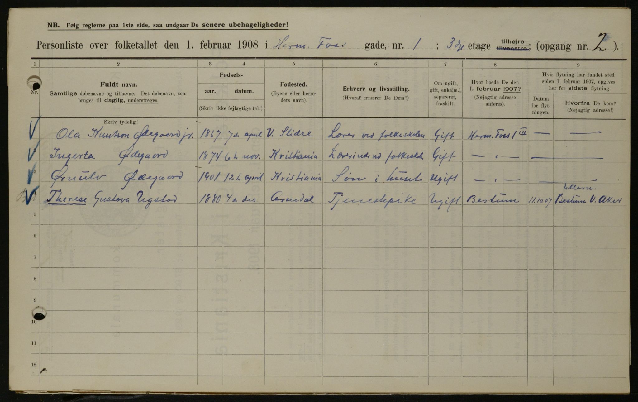 OBA, Municipal Census 1908 for Kristiania, 1908, p. 34701