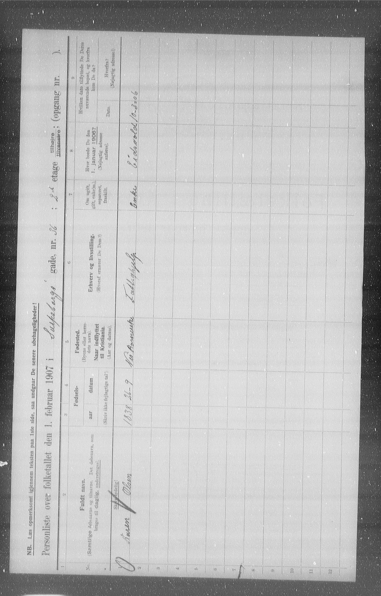 OBA, Municipal Census 1907 for Kristiania, 1907, p. 45637