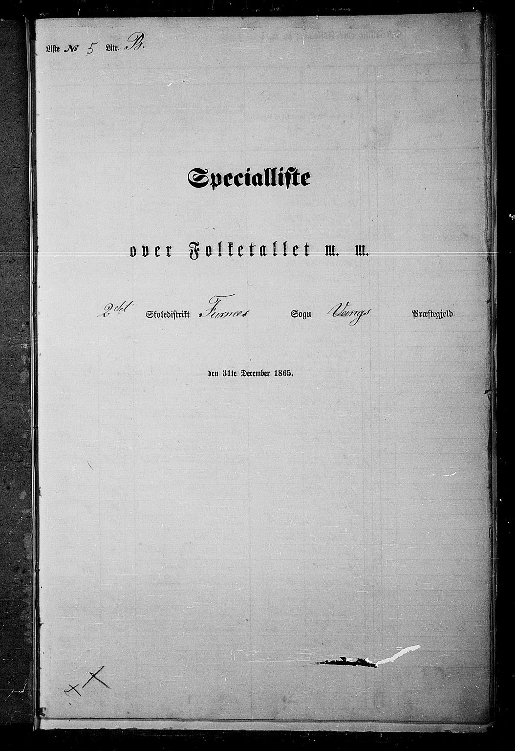 RA, 1865 census for Vang/Vang og Furnes, 1865, p. 134