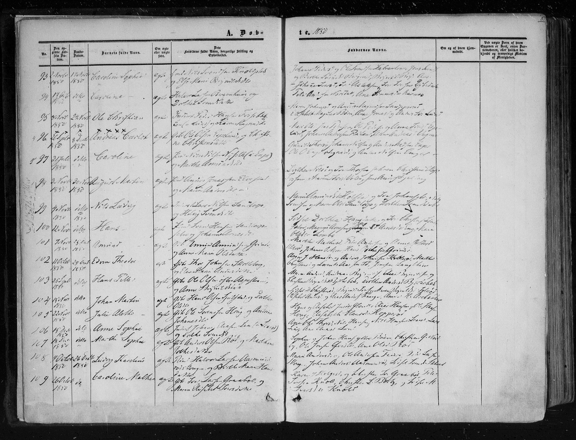 Aremark prestekontor Kirkebøker, AV/SAO-A-10899/F/Fc/L0003: Parish register (official) no. III 3, 1850-1865, p. 8